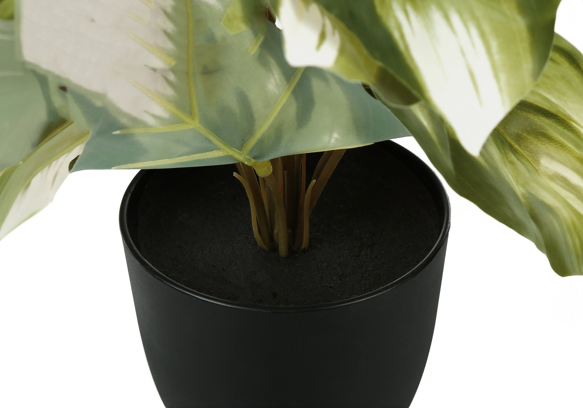 Faux Monstera and Calathea Artificial Plants Set - 13 Inch Tall Indoor Potted Greenery, Modern Home Office Decor with Black Planters (2 Pack) - Perfect for Living Room, Bedroom, and Workspace Decorations