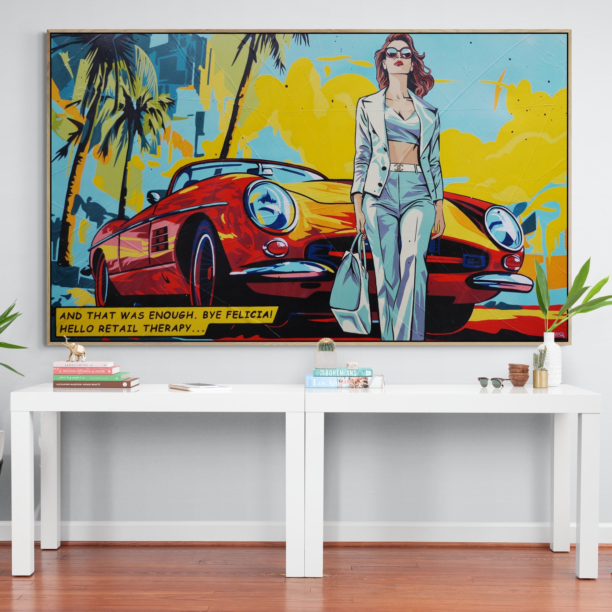 Bye Felicia 200cm x 120cm Textured Classic Pop Art Canvas - Large Modern Wall Decor for Living Room, Bedroom & Office - Unique Handmade Painting for Home & Commercial Spaces