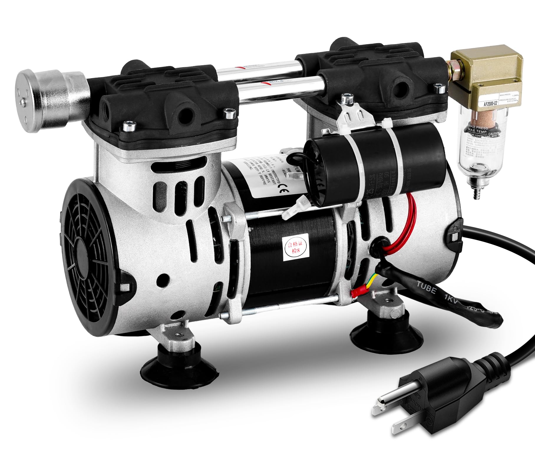 MXBAOHENG Oil-Free Vacuum Pump 2.47CFM 70L/min -91kPa Lab Piston Pump (110V) - Quiet Operation for Laboratories, Dental Offices & Scientific Research