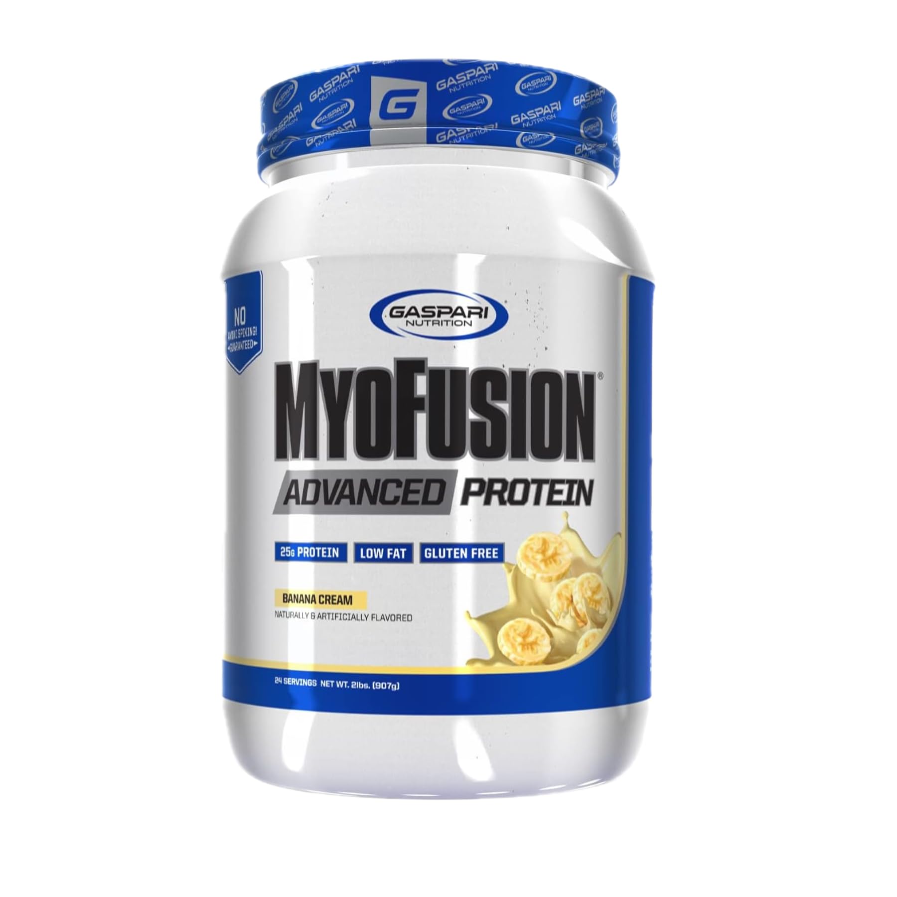 Gaspari Nutrition Myofusion Advanced Protein Powder - Whey, Casein & Isolate Protein Blend | Low Fat, Gluten Free | Banana Cream Flavor (2 lb) for Muscle Recovery & Post-Workout Nutrition