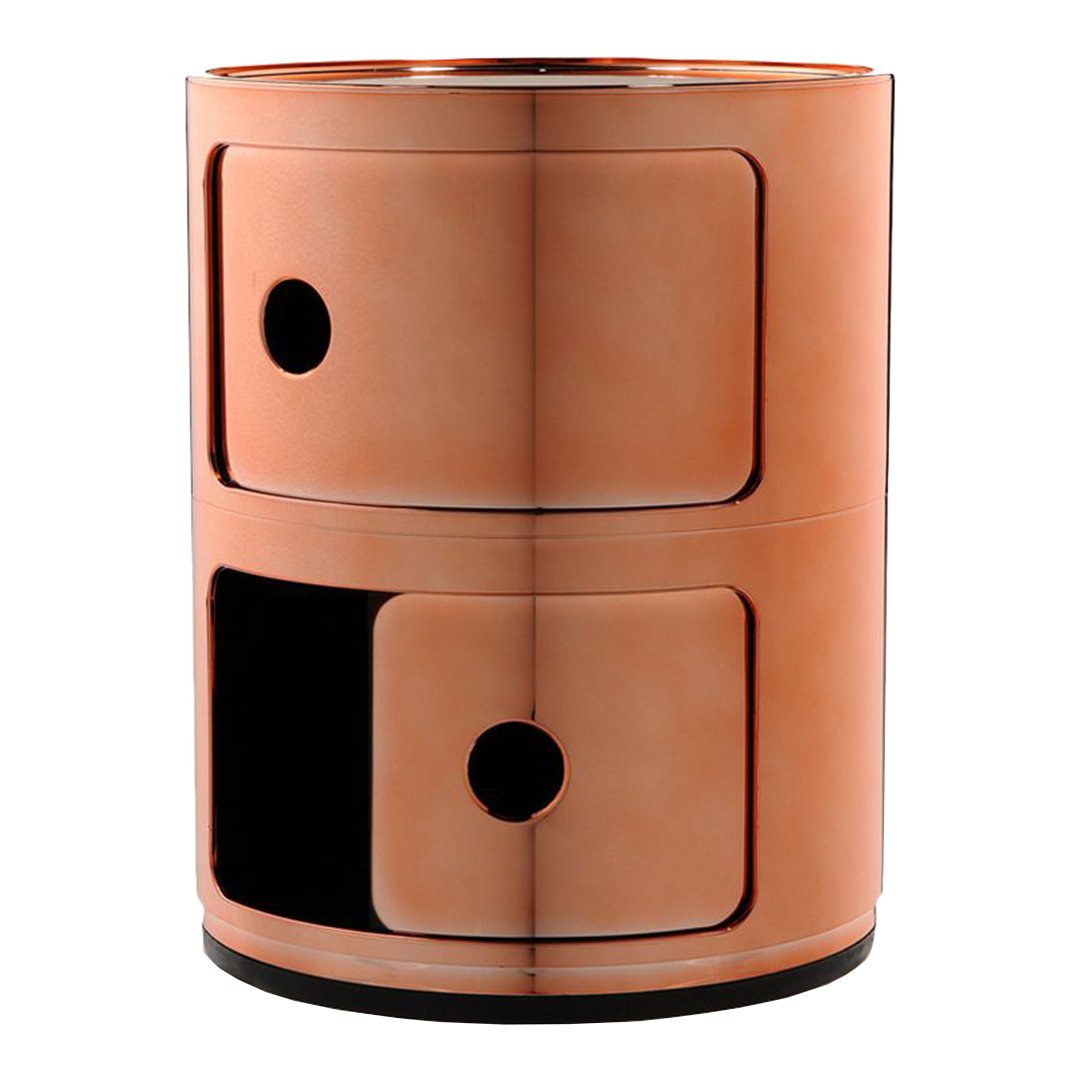 Componibili Round 2-Door Storage Tower - Modern Modular Cabinet for Bedroom, Living Room & Office Organization