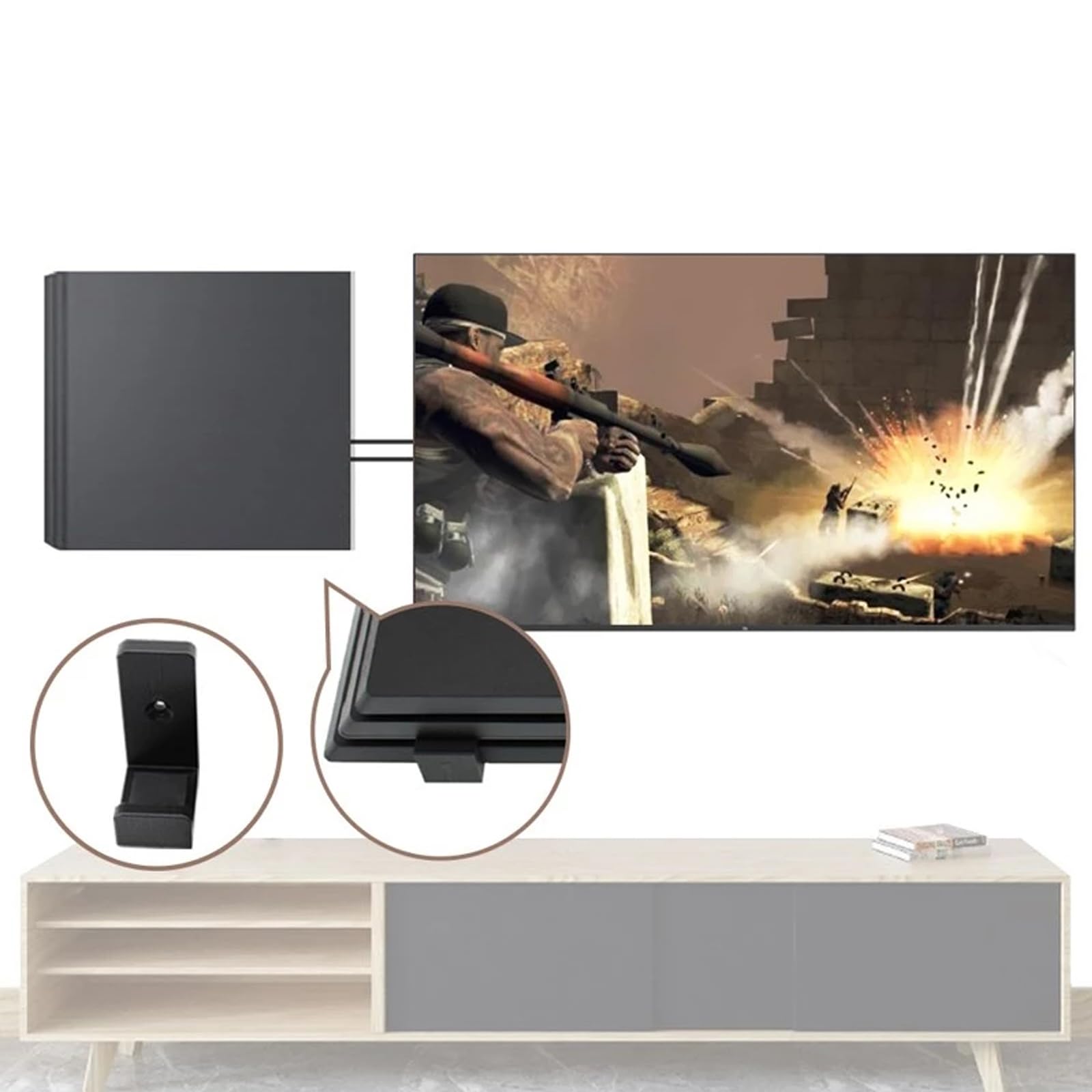 Carbon Fiber Wall Mount Holder for PS4 Pro Console - Secure TV Mount with Screws - Perfect for Gaming Room & Living Room Organization