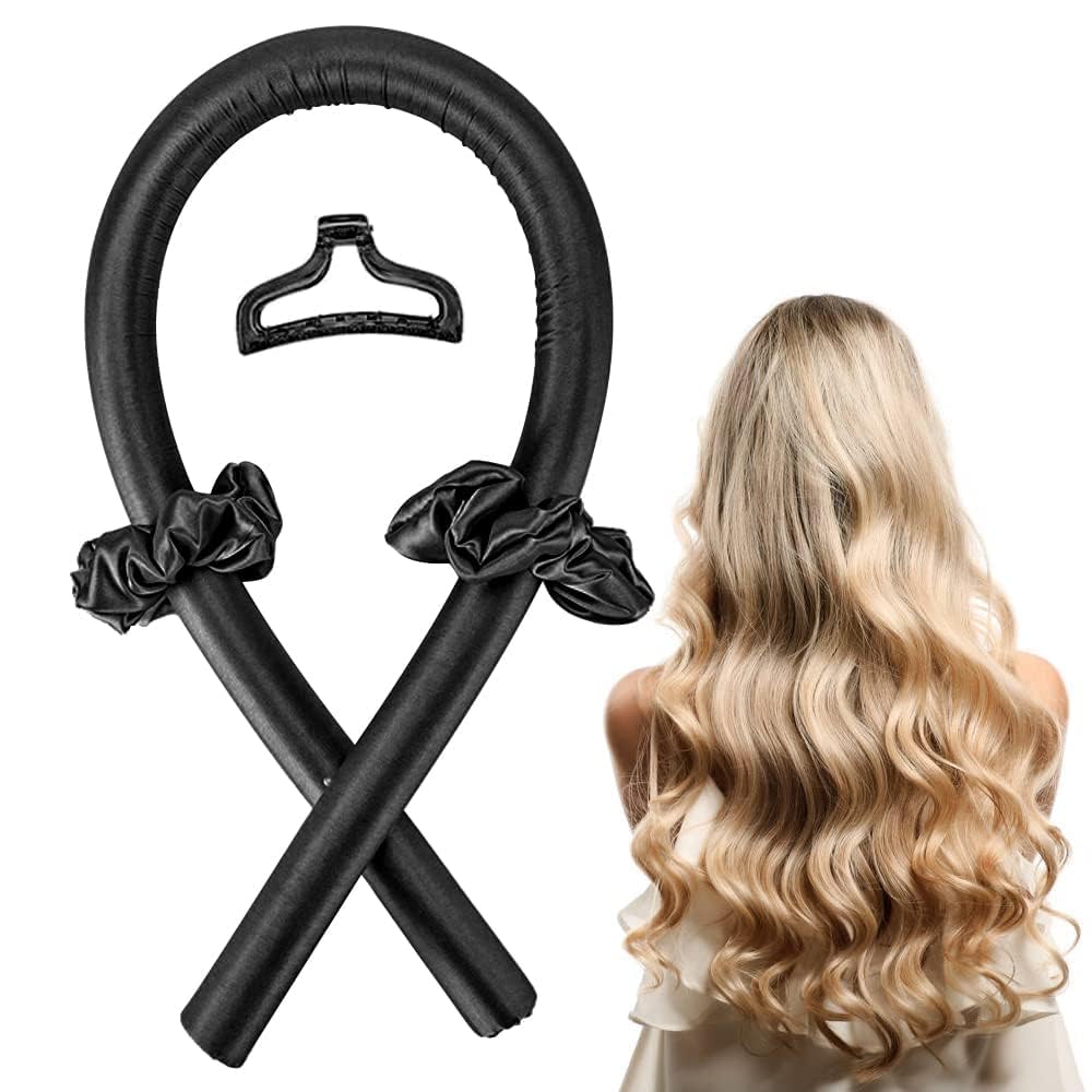 VENTWILLA Heatless Hair Curler Set for Women - No Heat Silk Satin Hair Rollers & Headband for Long Hair - Soft Foam Curling Rod Accessories (Dark Pink) | Overnight Curls, Beach Waves & Special Occasion Hairstyles