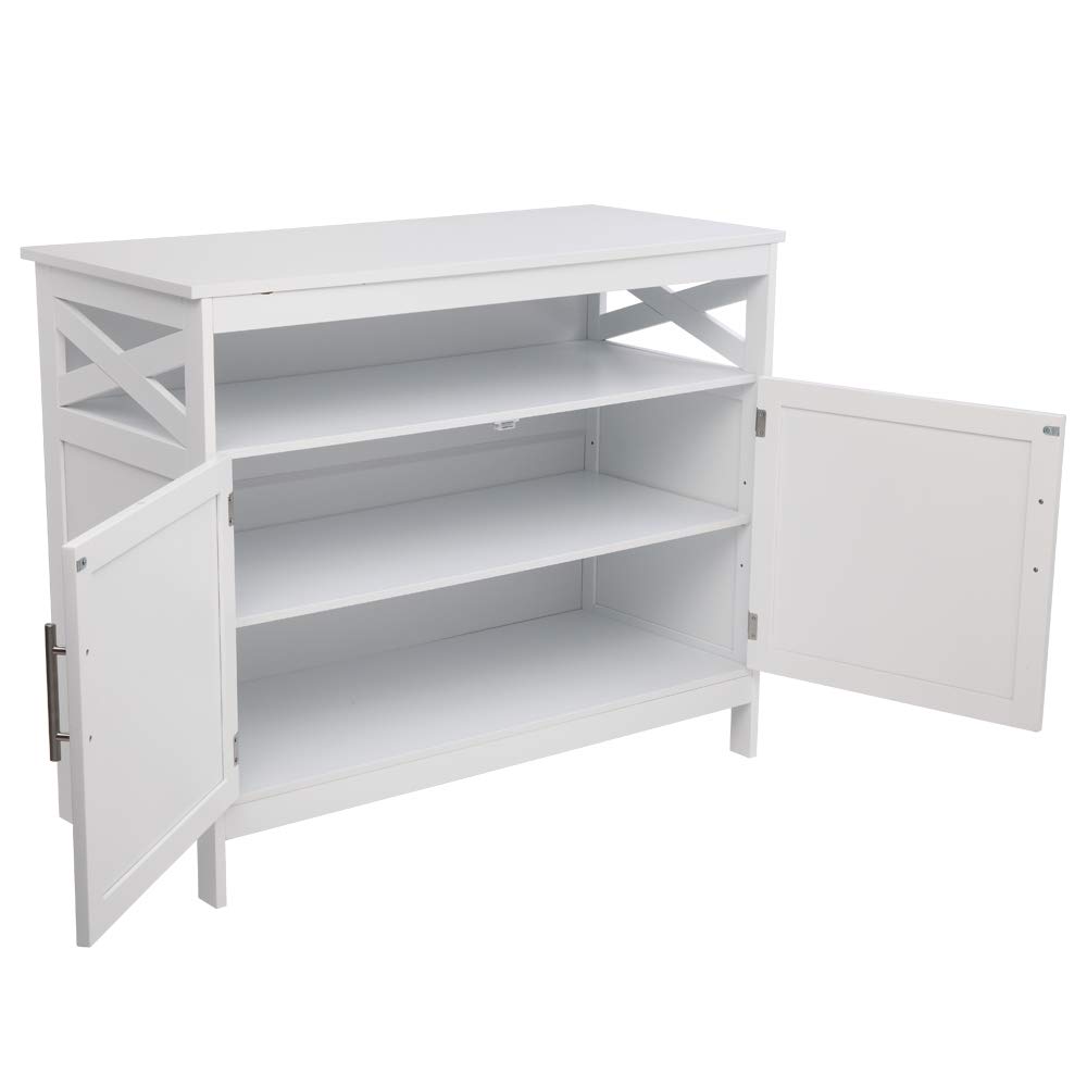 Modern Kitchen Buffet Cabinet with 2 Doors & Adjustable Shelves - White Free Standing Storage Sideboard for Dining Room | Organize Dishes, Serve Meals, Display Decor