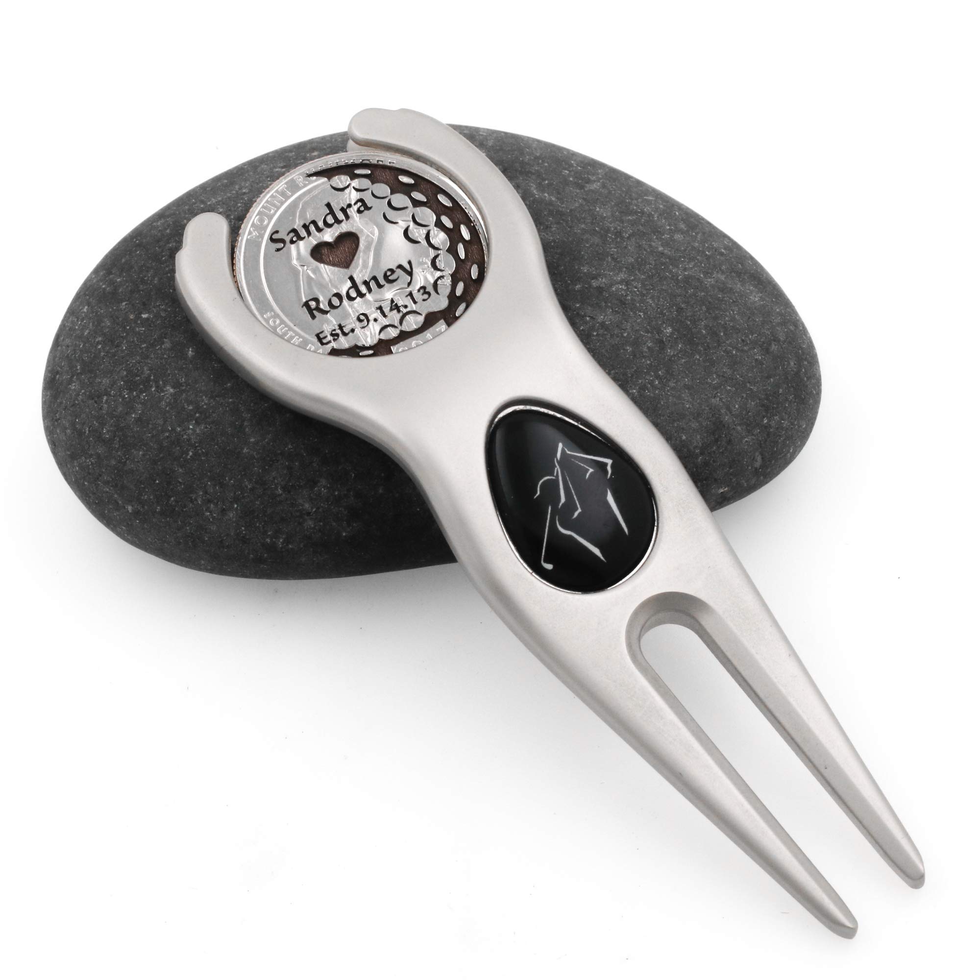 Personalized Anniversary Golf Ball Marker - Custom Engraved with Names, Date & Heart - Unique Wedding Gift & Golf Divot Tool by NameCoins | Perfect for Couples, Golfers & Special Occasions