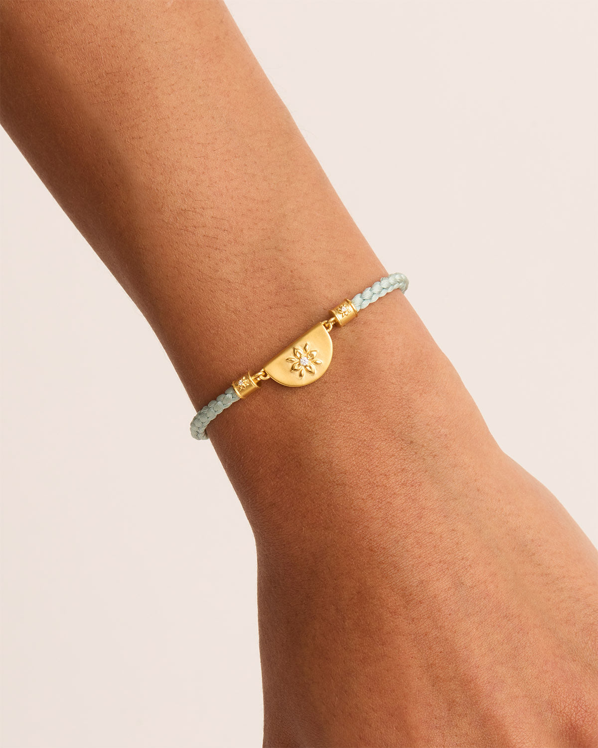 18K Gold Vermeil Lotus Blue Silk Cord Bracelet - Elegant Adjustable Bangle for Women, Perfect for Gifts, Weddings & Everyday Wear
