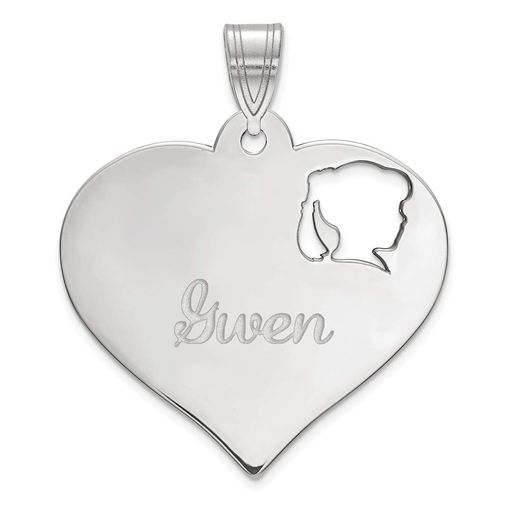 925 Sterling Silver Heart Pendant with Girl Head Cutout - Elegant Dainty Jewelry for Women - Perfect Gift for Valentine's Day, Anniversary & Special Occasions