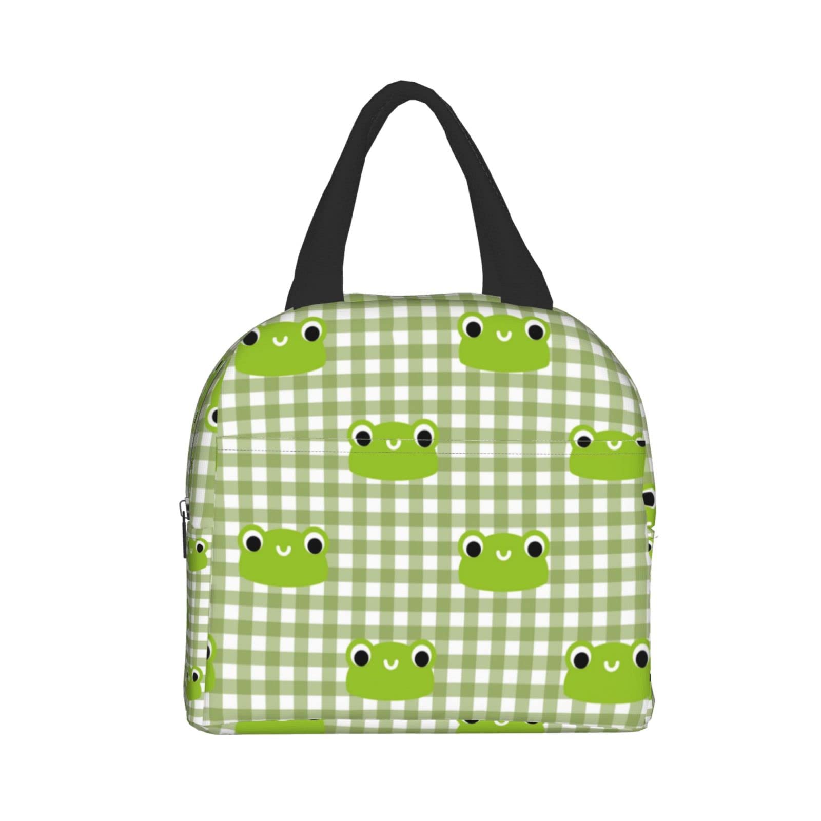 Insulated Lunch Box with Frog Print & Green Tartan - Reusable, Portable Meal Container for Men & Women - Perfect for Work, Travel, Picnic & Outdoor Activities