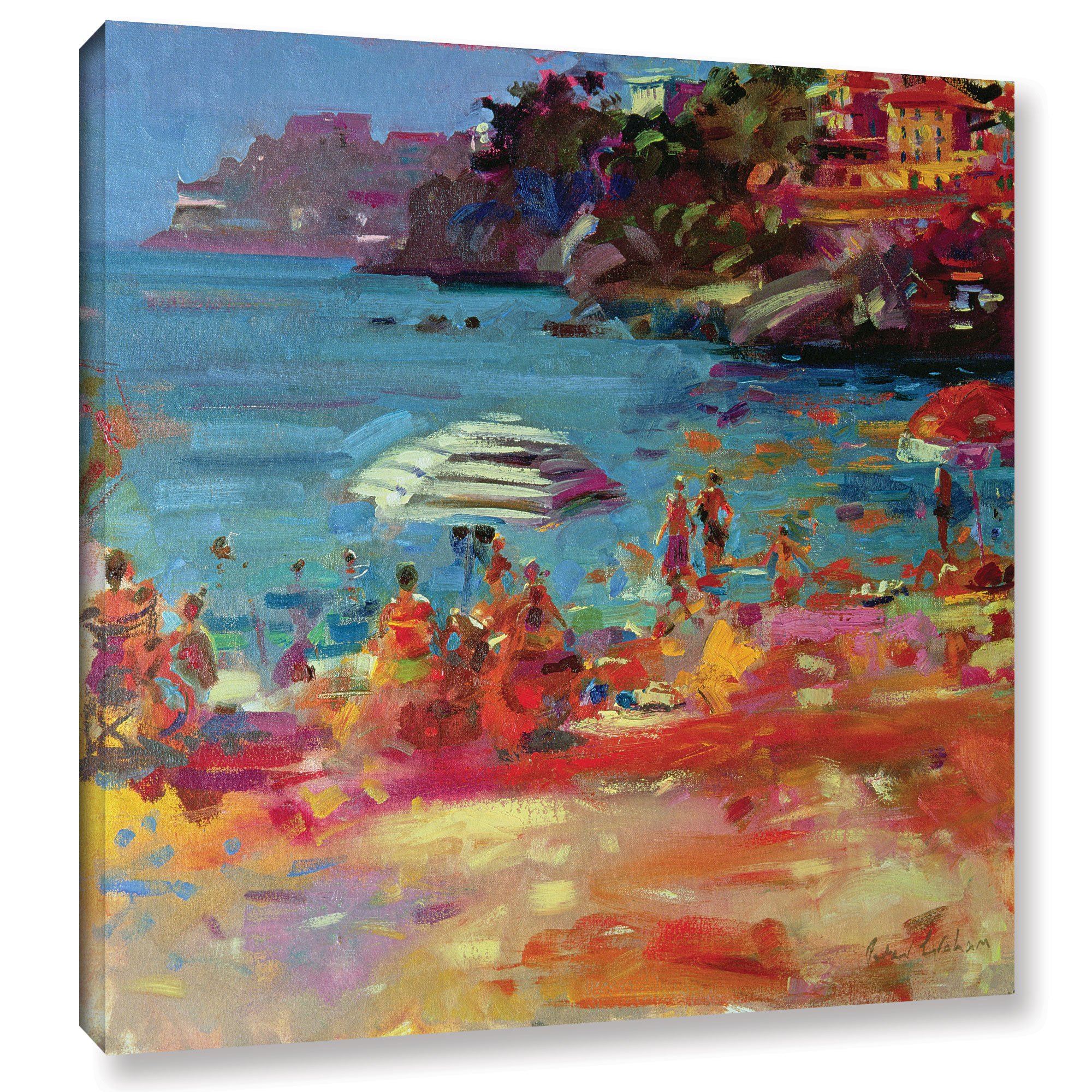 Peter Graham 'Monaco Coast, 2000' Gallery Wrapped Canvas Art Print - 18x18 Inches Wall Decor for Living Room, Bedroom & Office