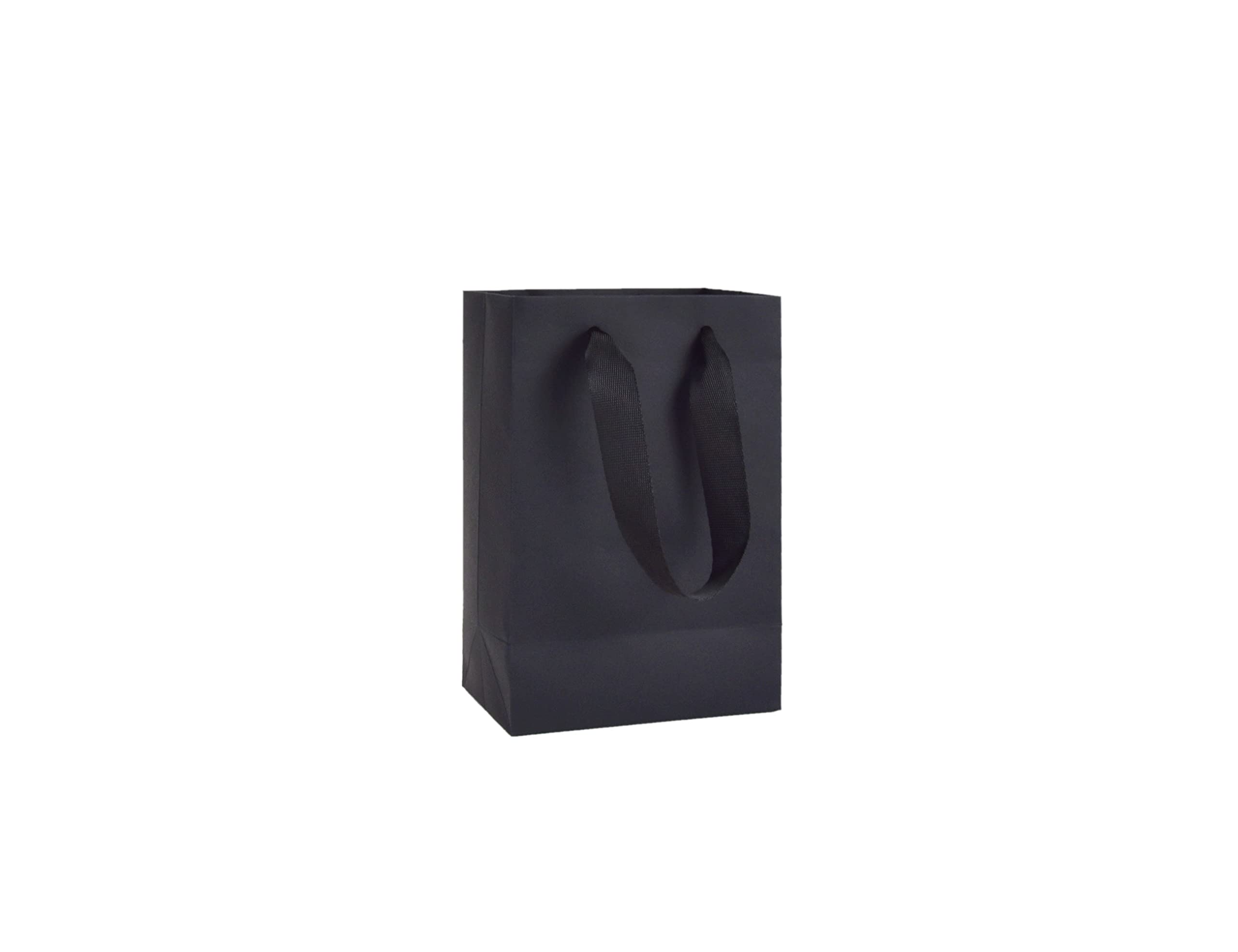 HUAPRINT Matte Black Paper Gift Bags with Handles - 20 Pack Small Kraft Shopping Bags 5.25x3.25x8 Inch - Elegant Retail Merchandise Bags for Wedding Favors, Party Gifts & Business Packaging