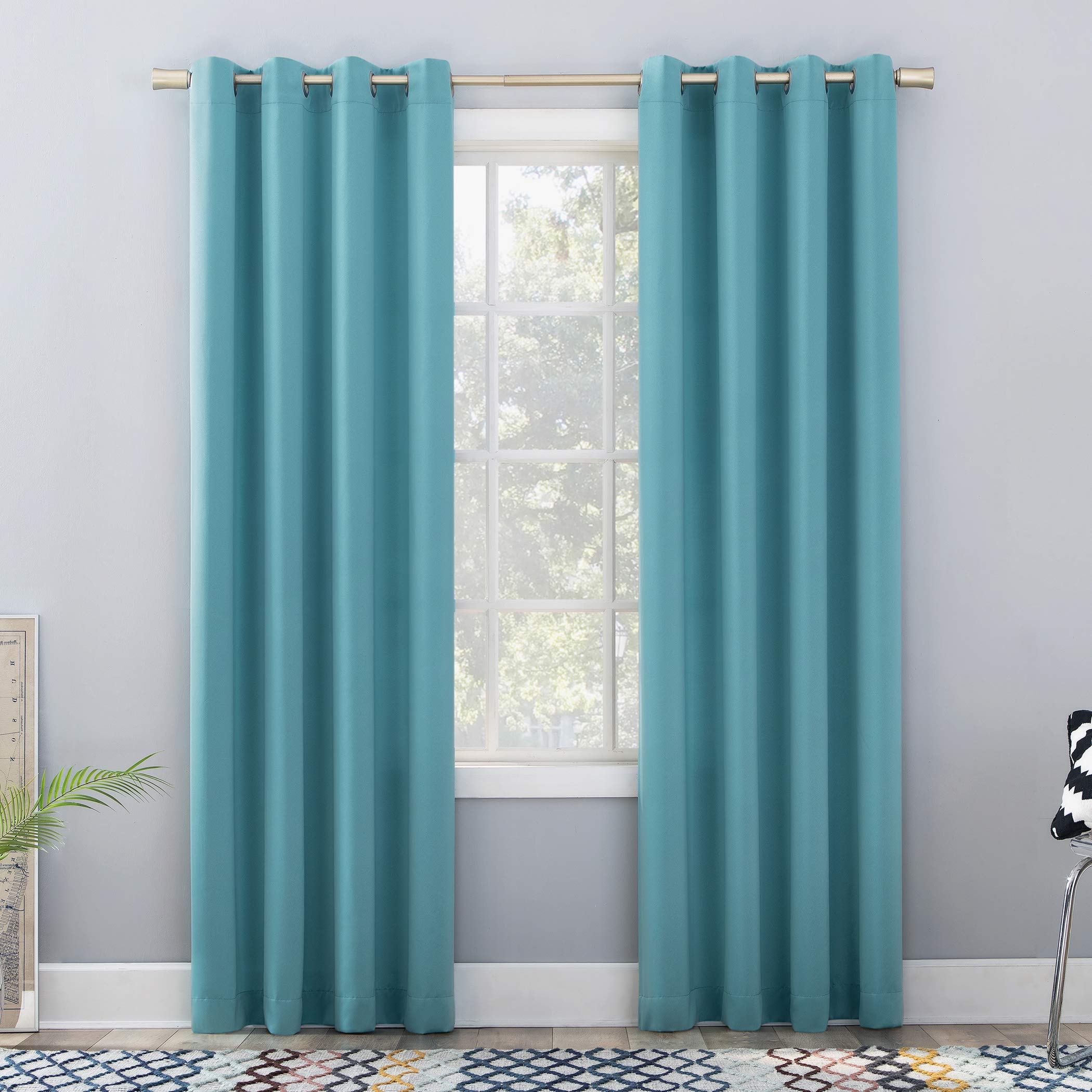 Sun Zero Barrow Blackout Grommet Curtain - Single Panel for Bedroom & Living Room