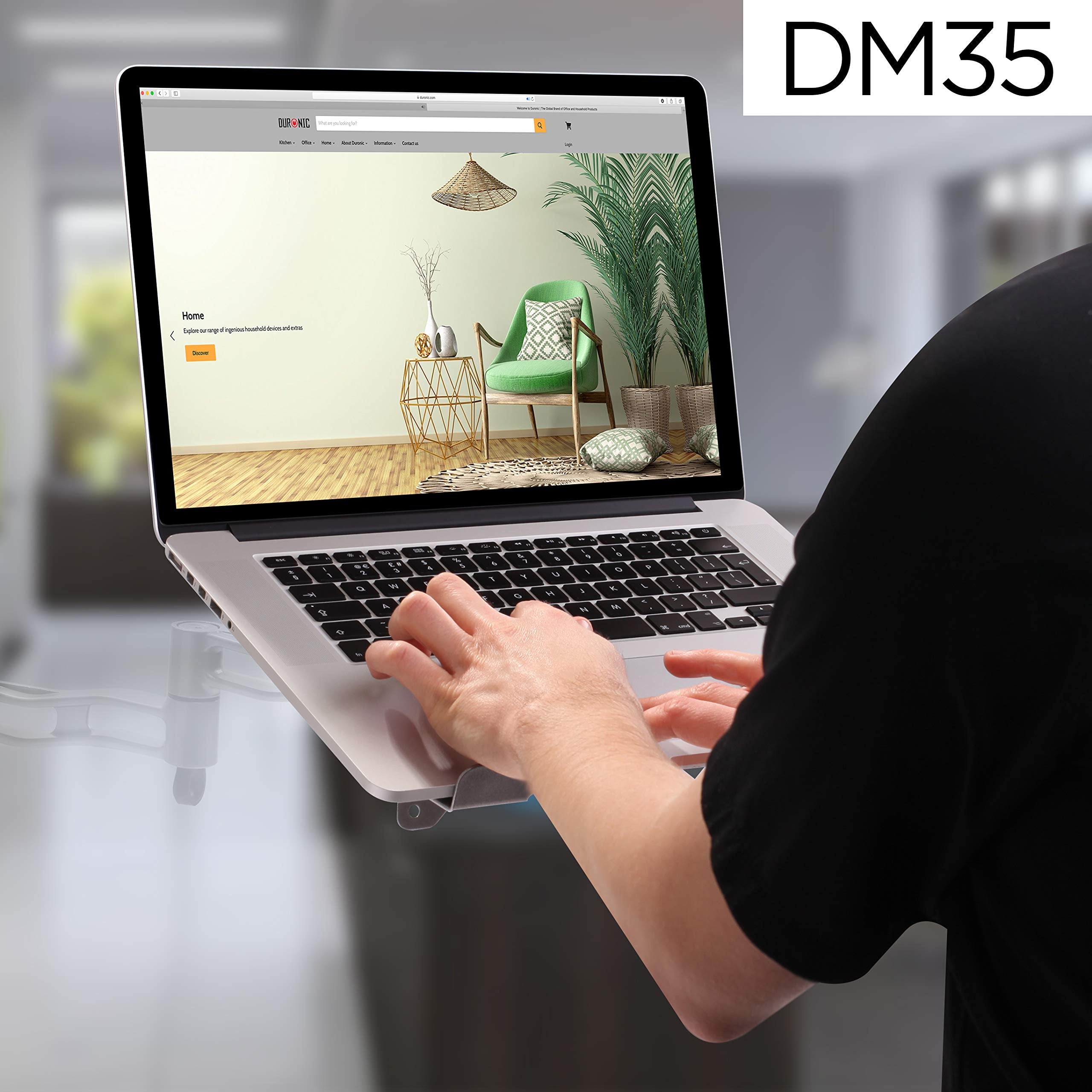 Duronic DML1/SR Silver Laptop Mount Tray - VESA 75/100 Compatible, 8kg Capacity for Laptop/Tablet/MacBook | Works with DM Series Monitor Stands | Perfect for Home Office, Gaming & Workspace Setup