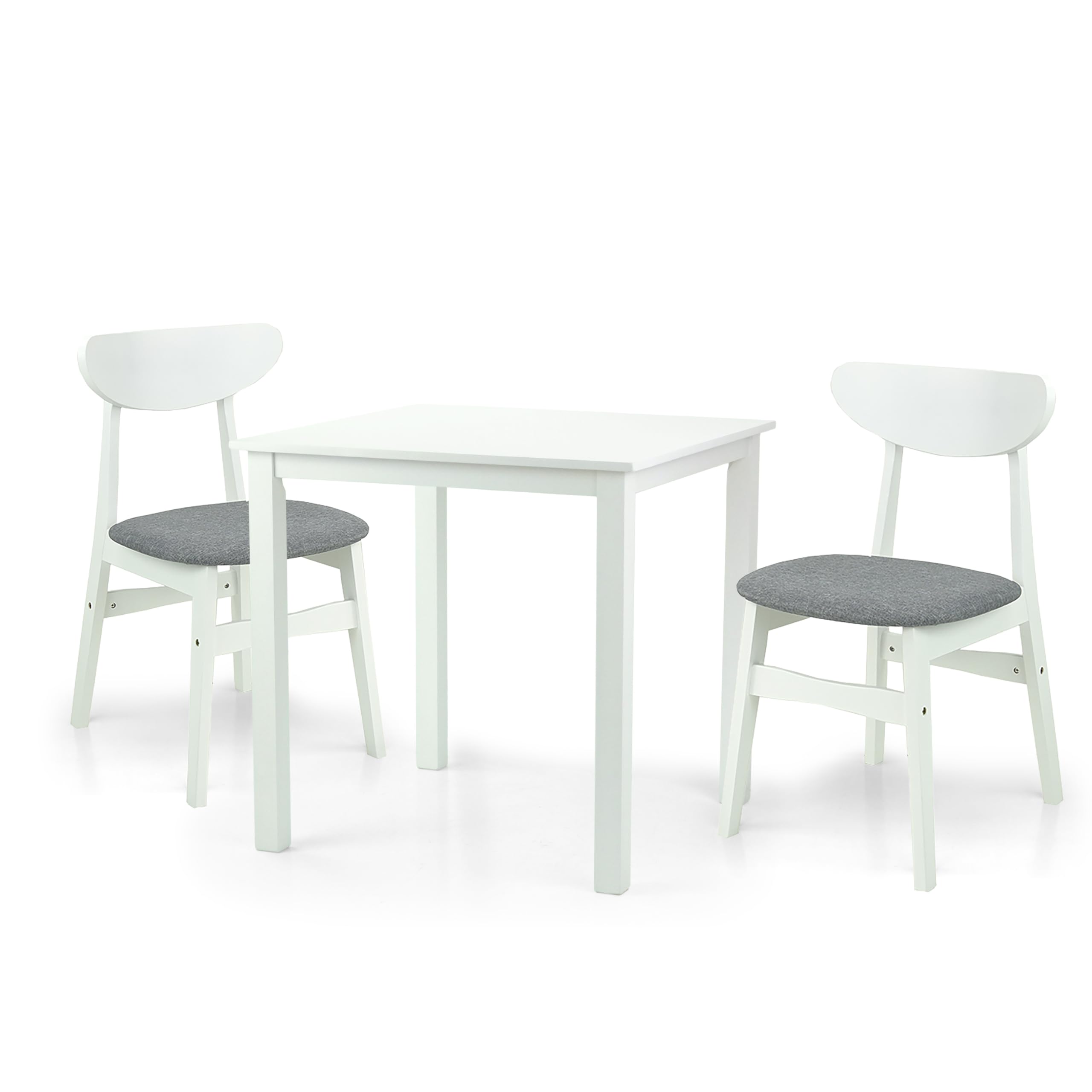 Modern White Solid Wood Square Dining Table - Contemporary Kitchen Table for Small Spaces, Breakfast Nook & Apartment Dining | Durable & Stylish Home Furniture