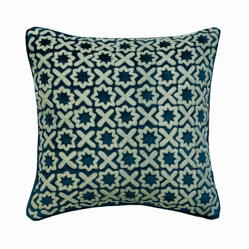 Alston Blue Velvet Decorative Euro Sham Pillow Cover - Luxurious Soft Velvet Bedding for Home Decor | Perfect for Master Bedroom, Guest Room & Living Room Accents