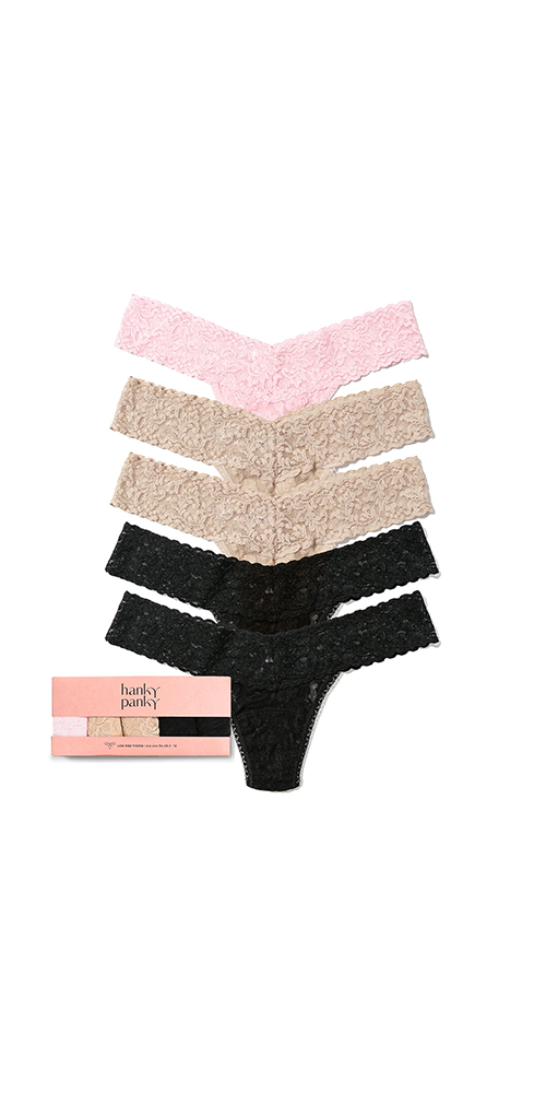 5 Pack Signature Lace® Low Rise Thongs for Women - Soft Comfortable Underwear for Everyday Wear & Special Occasions