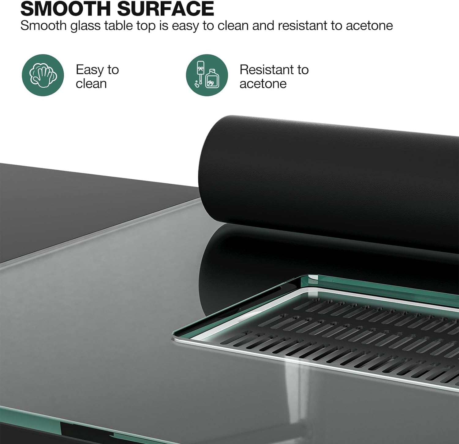 Professional Manicure Table with Glass Top - Electric Downdraft Ventilation, Wrist Cushion, Lockable Wheels & Storage Drawers - Perfect for Nail Salons, Home Studios & Mobile Nail Technicians (Black-Glass Design)