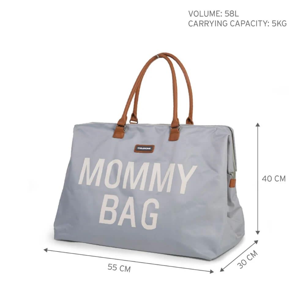 Childhome The Original Mommy Bag - Large Baby Diaper Bag & Hospital Travel Tote for Moms | Grey Pregnancy Must-Have | Perfect for Hospital Visits, Baby Showers & Family Outings