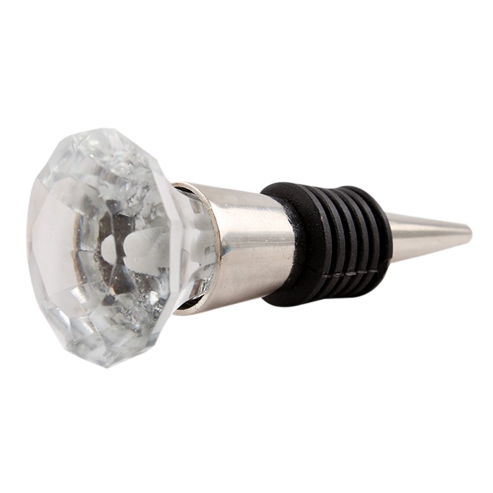 Premium Diamond Wine Stoppers Set of 4 - Clear Glass Bottle Stoppers for Wine, Champagne & Liquor Bottles | Elegant Wine Preservation & Party Serving Accessories