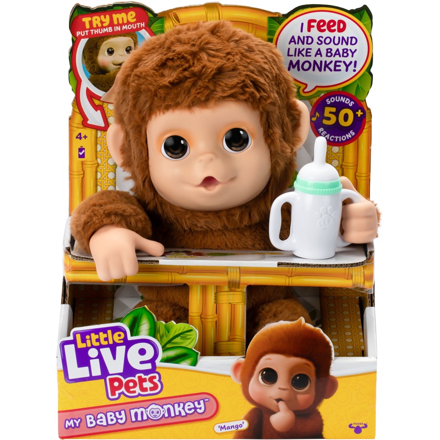 Little Live Pets My Baby Monkey Plush Toy - Interactive Cuddly Stuffed Animal with Sounds & Movements for Kids (Perfect Gift for Birthdays & Christmas Playtime)