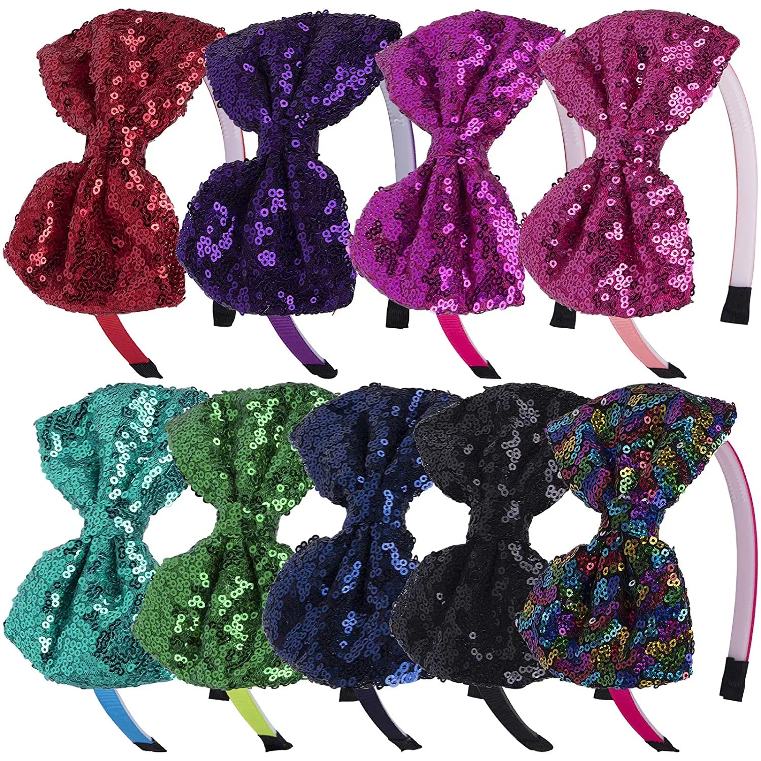 Glamifirsto 6-Pack Sequin Bow Headbands for Girls - Sparkling Glitter Hair Accessories for Baby Girls & Toddlers - Perfect for Birthday Parties, Holidays & Special Occasions