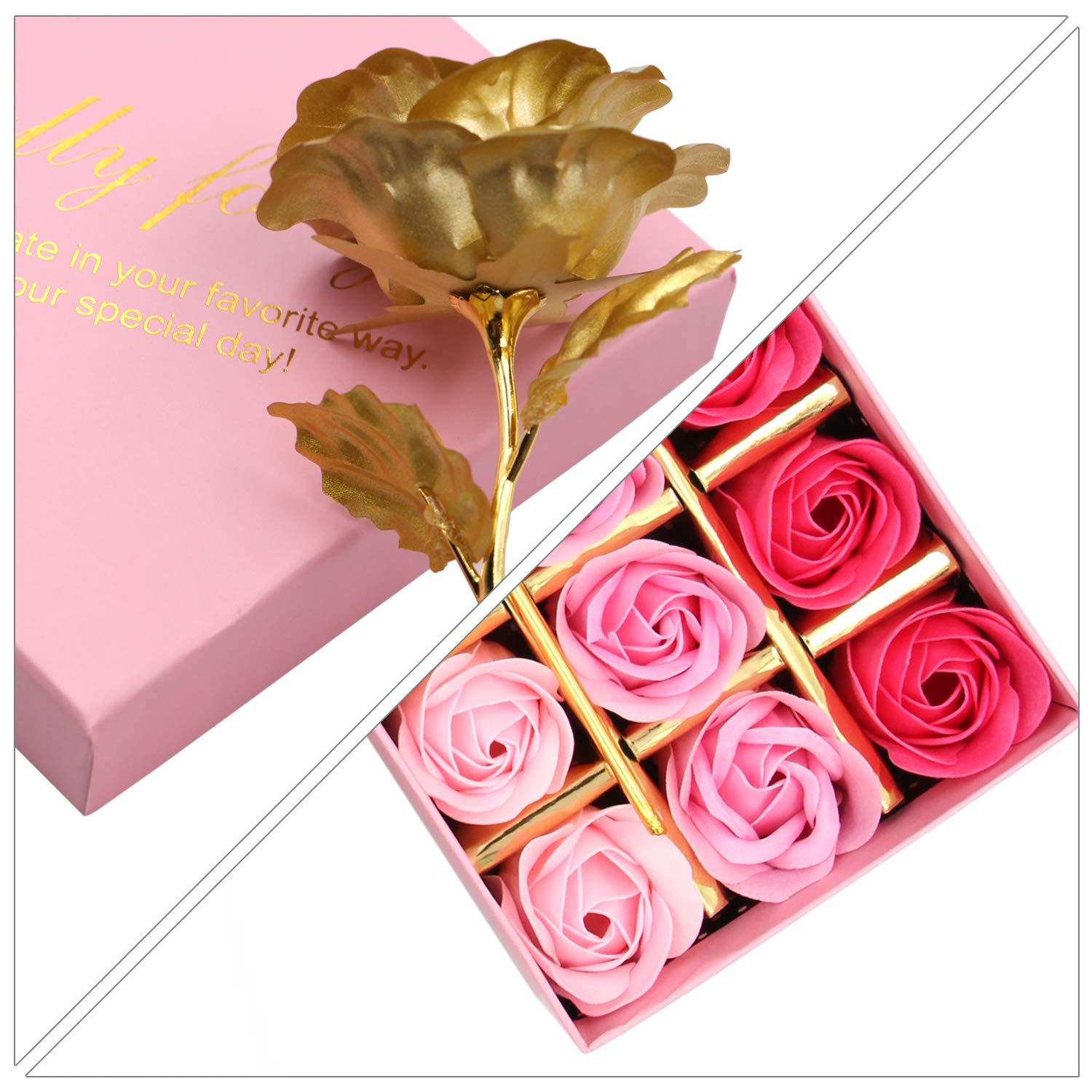 Floral Scented Rose Petal Bath Soap Set with Plant Essential Oils - 12 Pink Handmade Soap Bars for Women, Girls & Mom - Perfect Gift for Birthday, Valentine's Day & Christmas - Relaxing Bath & Spa Self-Care