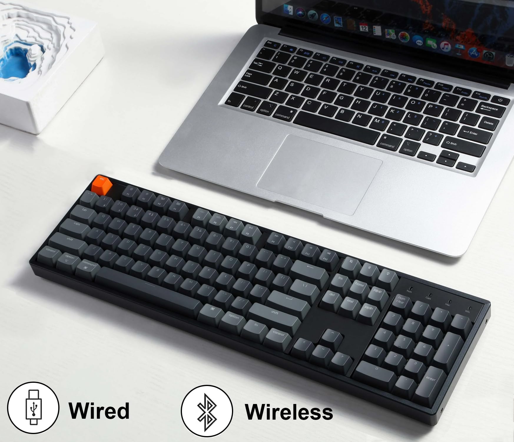 Keychron K10 Full Size Wireless Mechanical Keyboard - 104 Keys RGB Backlit, Gateron G Pro Red Switches, Bluetooth 5.1/USB-C Wired, Aluminum Frame for Mac & Windows - Perfect for Gaming, Office Work & Typing Enthusiasts