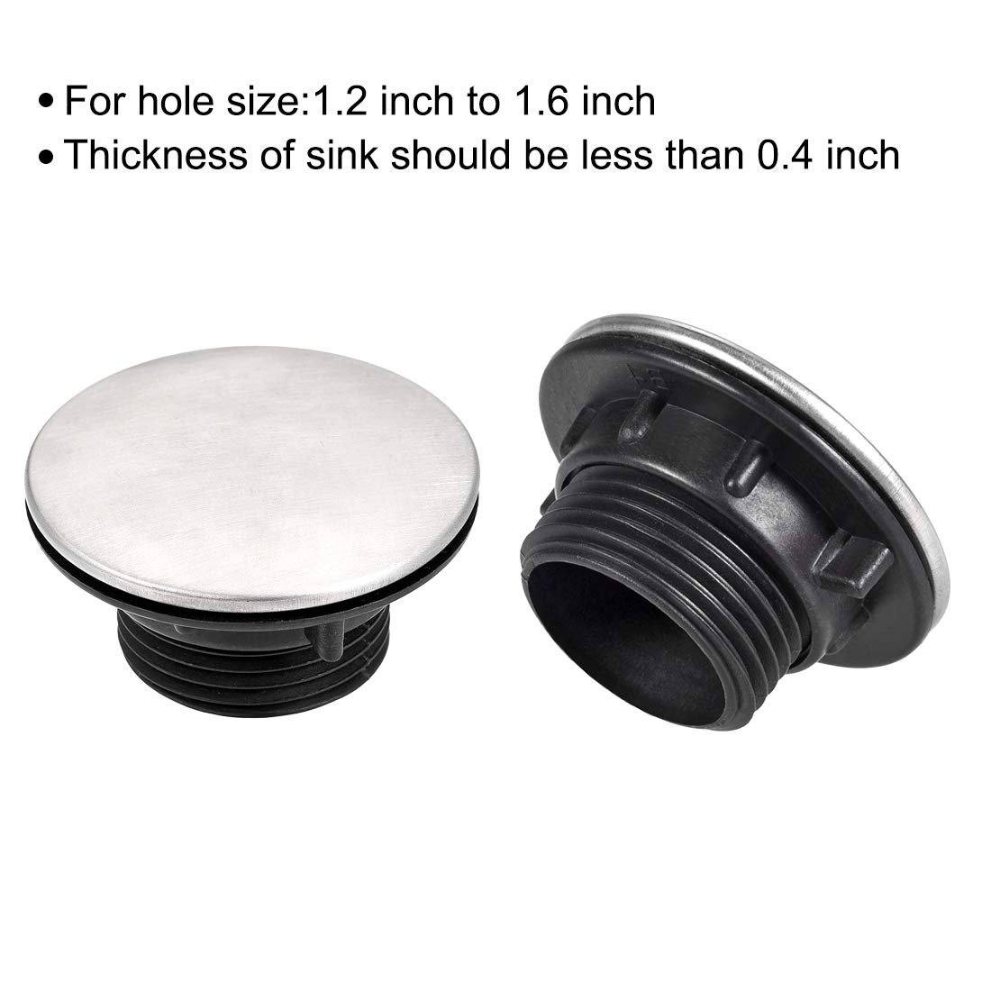 uxcell 2 Pack Nickel Plated Faucet Hole Cover for 1.2-1.6 Inch Kitchen Sink - Durable Tap Hole Cover Plate for Bathroom & Kitchen Renovation, DIY Home Improvement Projects