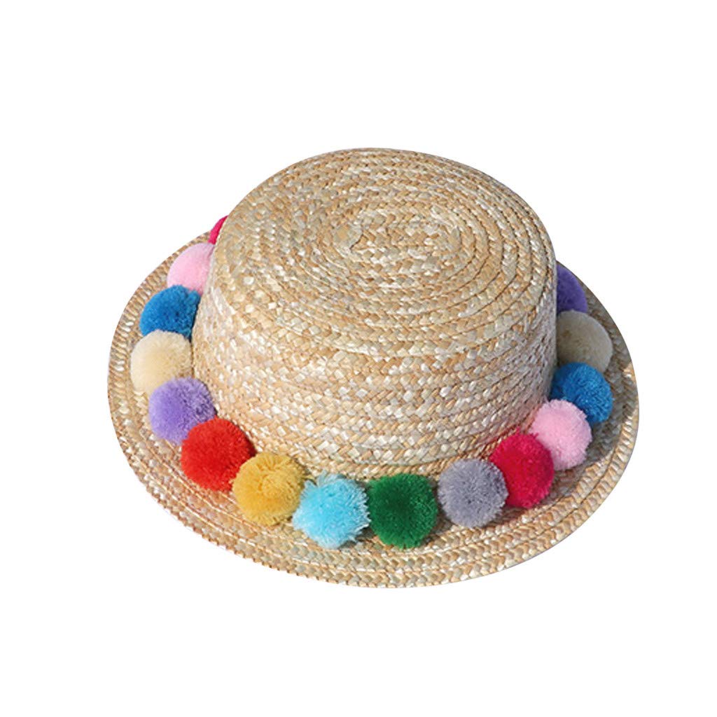 Parent-Child Matching Sun Hats for Women, Kids & Baby - Straw Flat Cap with Brim for Summer Beach, Outdoor & Baseball Games - Cute Bow Design for Family Bonding
