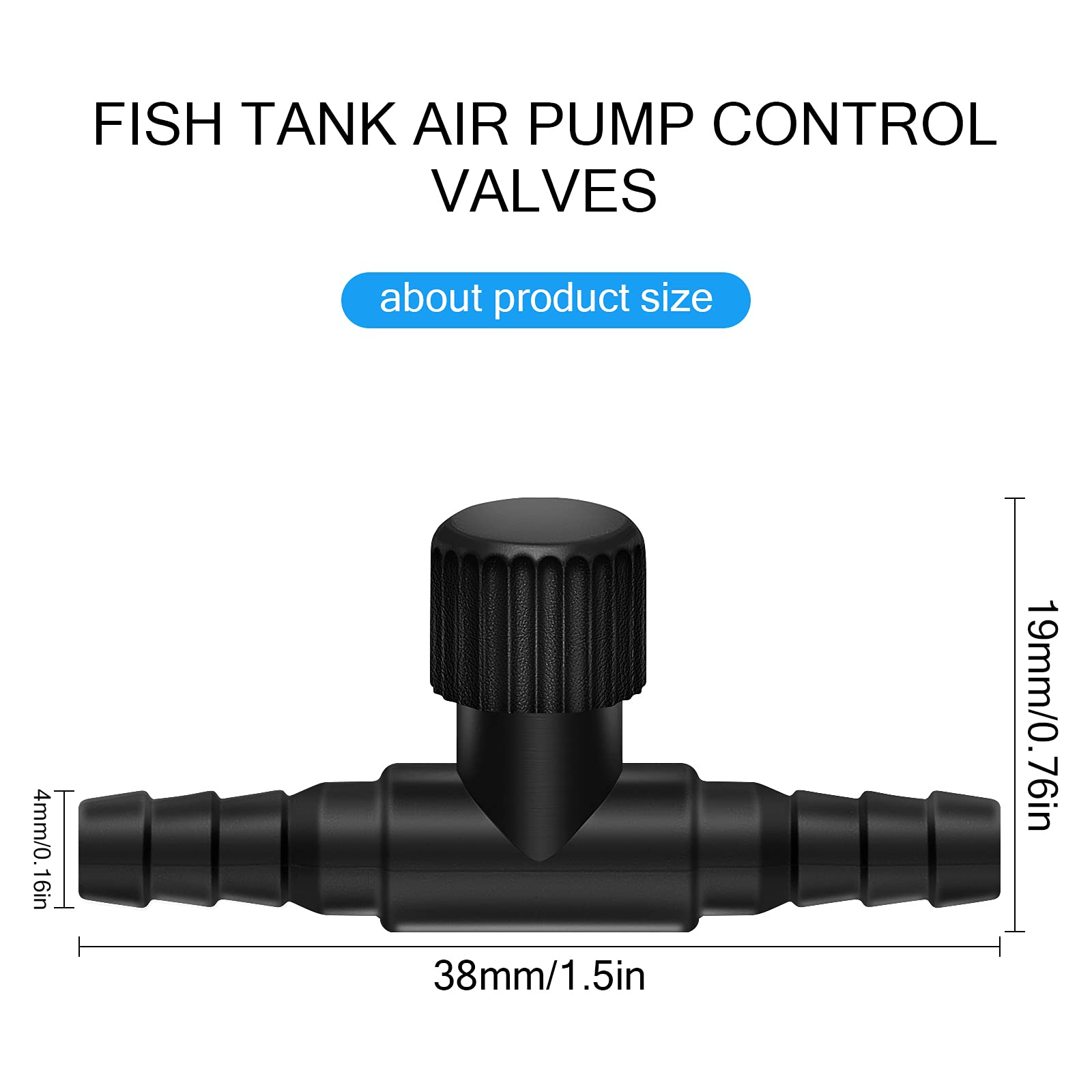 Honoson 30-Piece Aquarium Air Pump Control Valves - T-Shaped Single Way Plastic Air Flow Regulator for 4mm Hose & Airline Tubing Connector - Perfect for Fish Tank, Hydroponics & Air Stone Systems