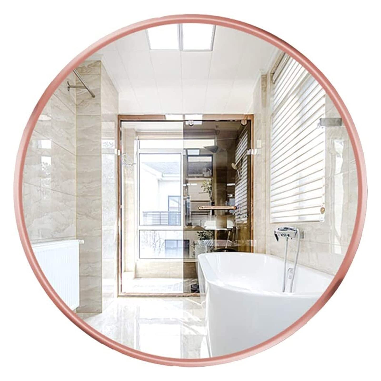 Rose Gold Circle Wall-Mounted Mirror - 40CM Shatterproof Bathroom Mirror with Metal Frame for Vanity, Makeup & Shaving | Perfect for Bathroom, Living Room, Bedroom & Hallway Decor | HD Reflection & Stylish Home Accent