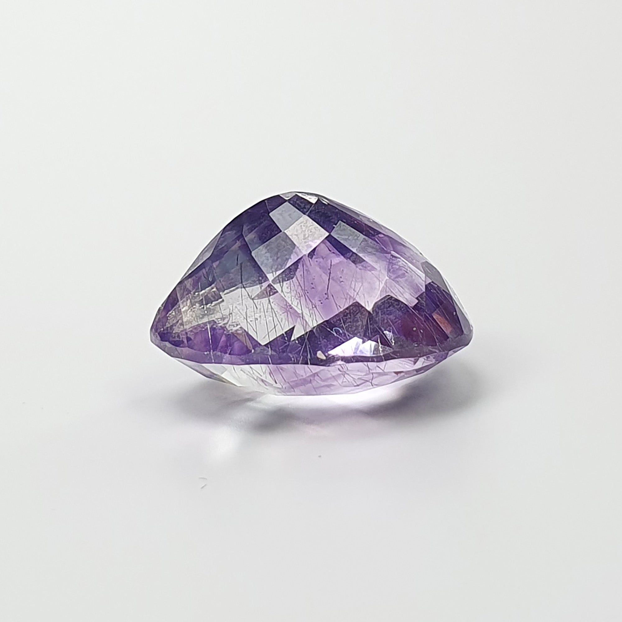 Natural Untreated Purple Rutile Amethyst Quartz Gemstone - 15.00cts Checker Cut Pear Shape 18x14mm | Healing Crystal Jewelry Making, Meditation & Spiritual Gifts (With Video)