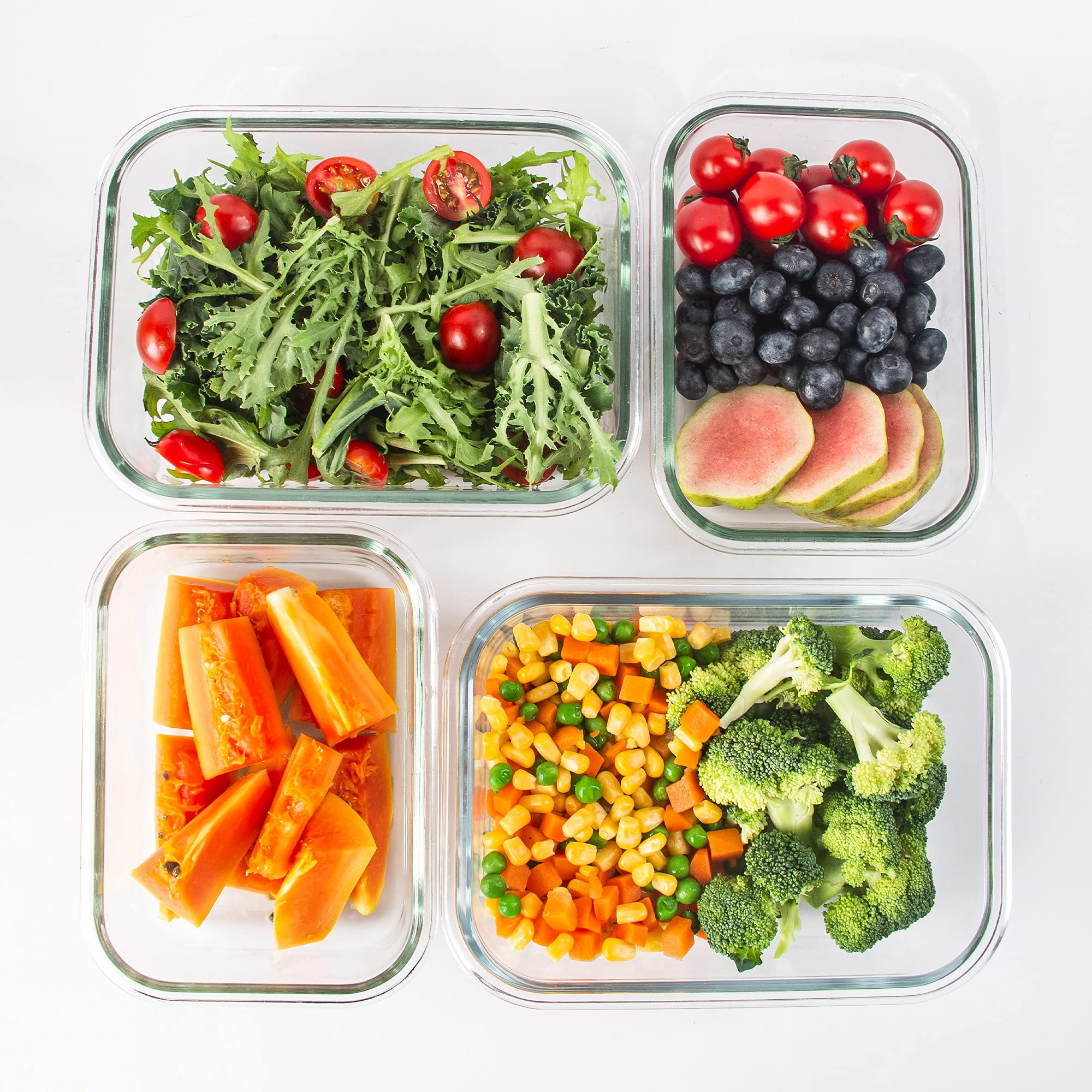 10-Pack Airtight Glass Food Storage Containers with Lids - Leakproof Meal Prep Containers, Microwave & Freezer Safe Glass Lunch Boxes (34oz & 12oz) - Perfect for Meal Prep, Leftovers & Office Lunch Storage