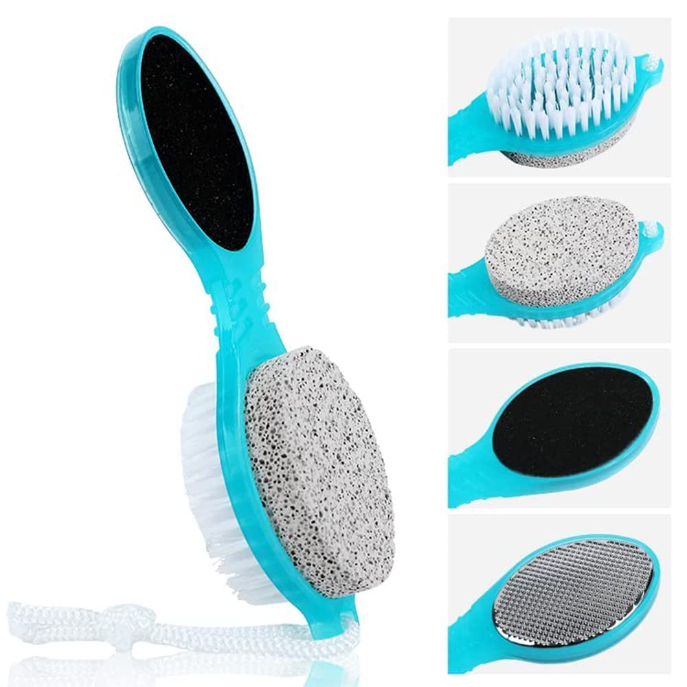 4 in 1 Foot Pedicure Brush Set - Pumice Stone, Scrubber, File & Manicure Paddle for Soft Feet - Multi-Use Foot Care Tool for Cleansing, Buffing & Exfoliating - Perfect for At-Home Pedicures, Dead Skin Removal & Nail Care (Multicolor)