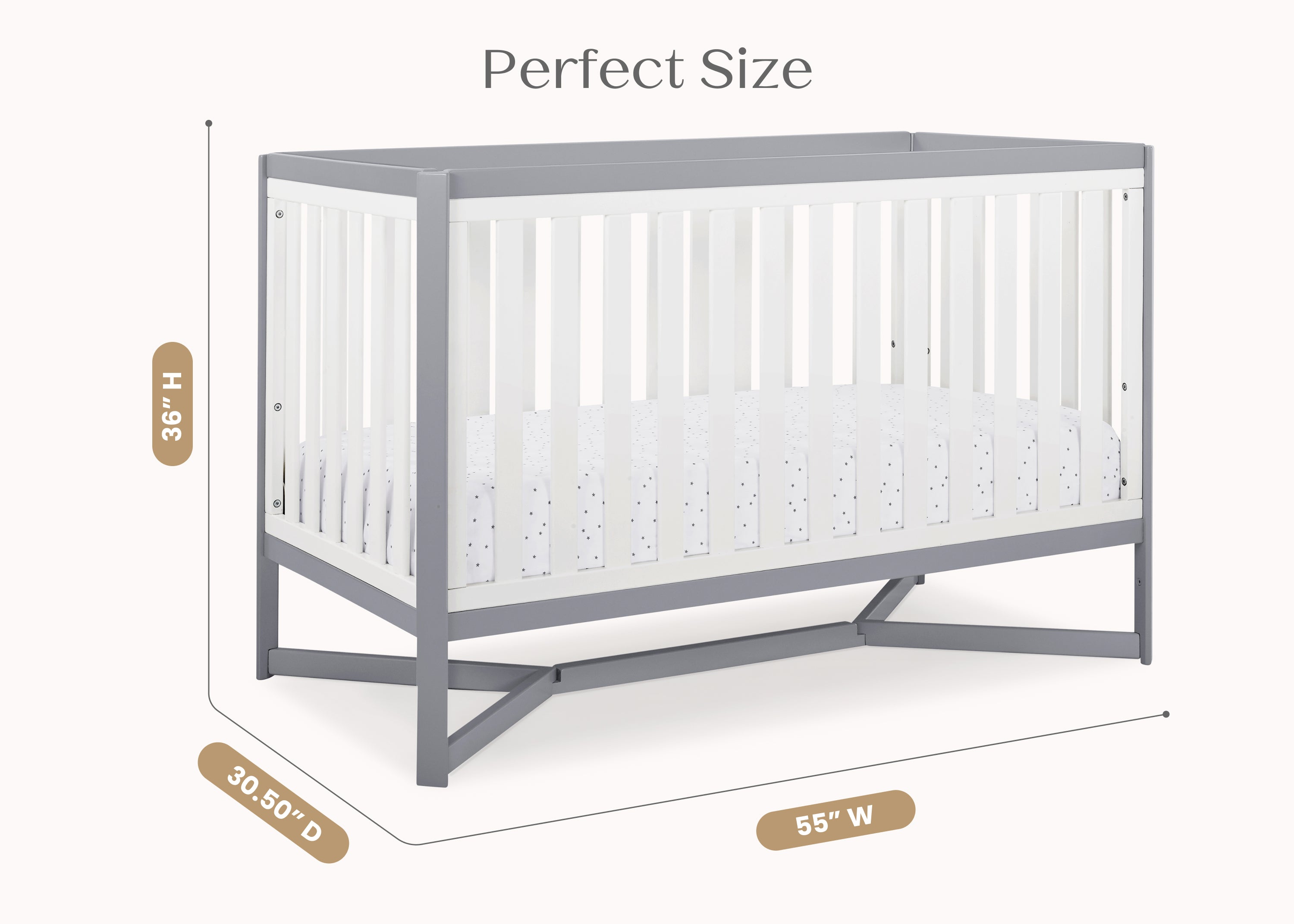 Tribeca 4-in-1 Convertible Baby Crib - White Nursery Furniture for Newborn to Toddler Bed - Perfect for Modern Nursery Rooms & Daycare Centers