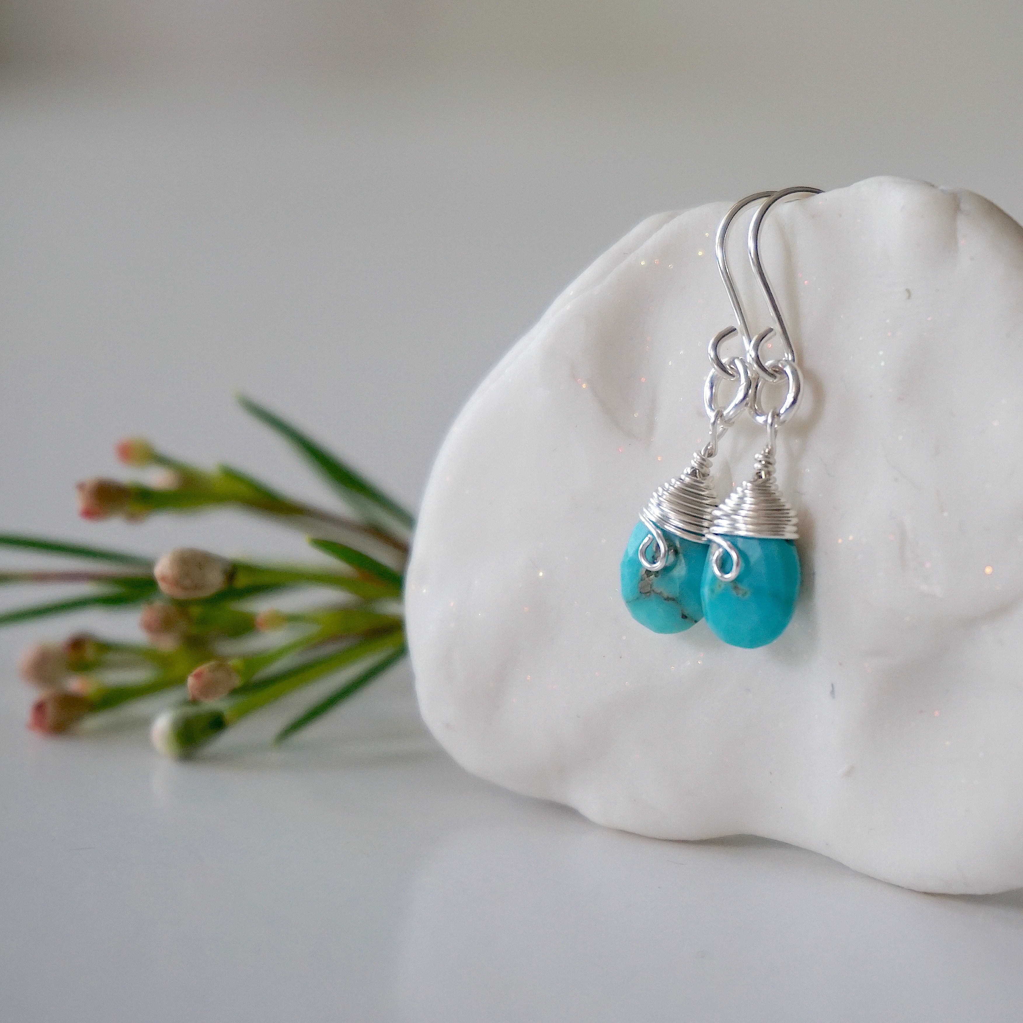 Turquoise Teardrop Earrings in Sterling Silver | Handmade Boho Jewelry for Women | Perfect for Weddings, Parties & Everyday Wear