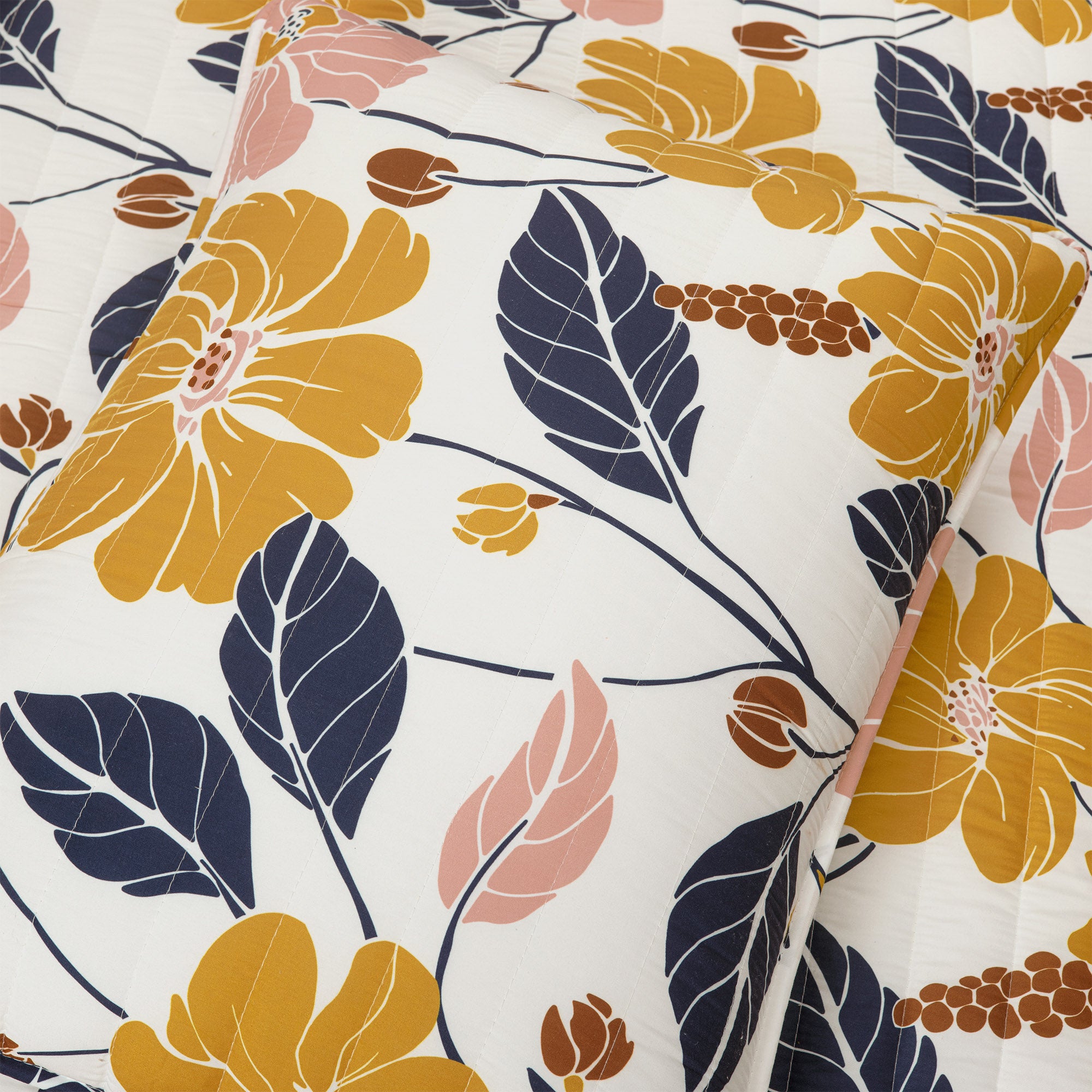 Lucia Abstract Floral Cotton Quilt Set - Queen Size Bedding with Matching Pillow Shams - Soft & Breathable Comforter Cover for Cozy Bedroom Decor