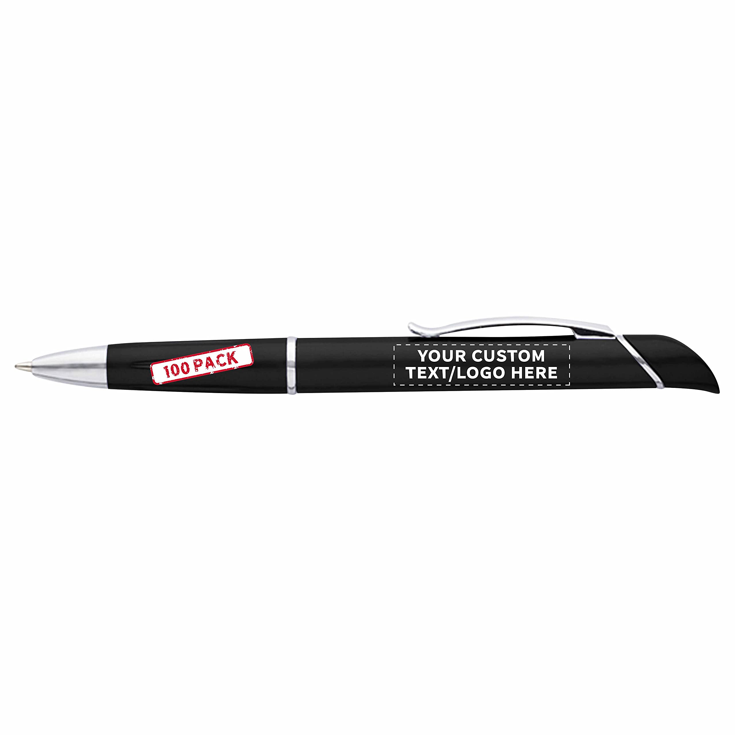 100 Pack Allende Twist Plastic Pens with Highlighter - Custom Text & Logo Printing - Durable Black Ink Ballpoint Pens for Office, School & Business Promotions - Bulk Promotional Pens for Corporate Gifts & Events