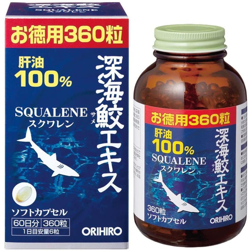 Orihiro Deep Sea Shark Liver Oil Squalene Supplement 360 Softgels | Premium Omega-3 & Antioxidant Support for Heart, Skin & Immune Health | Daily Wellness for Adults & Seniors