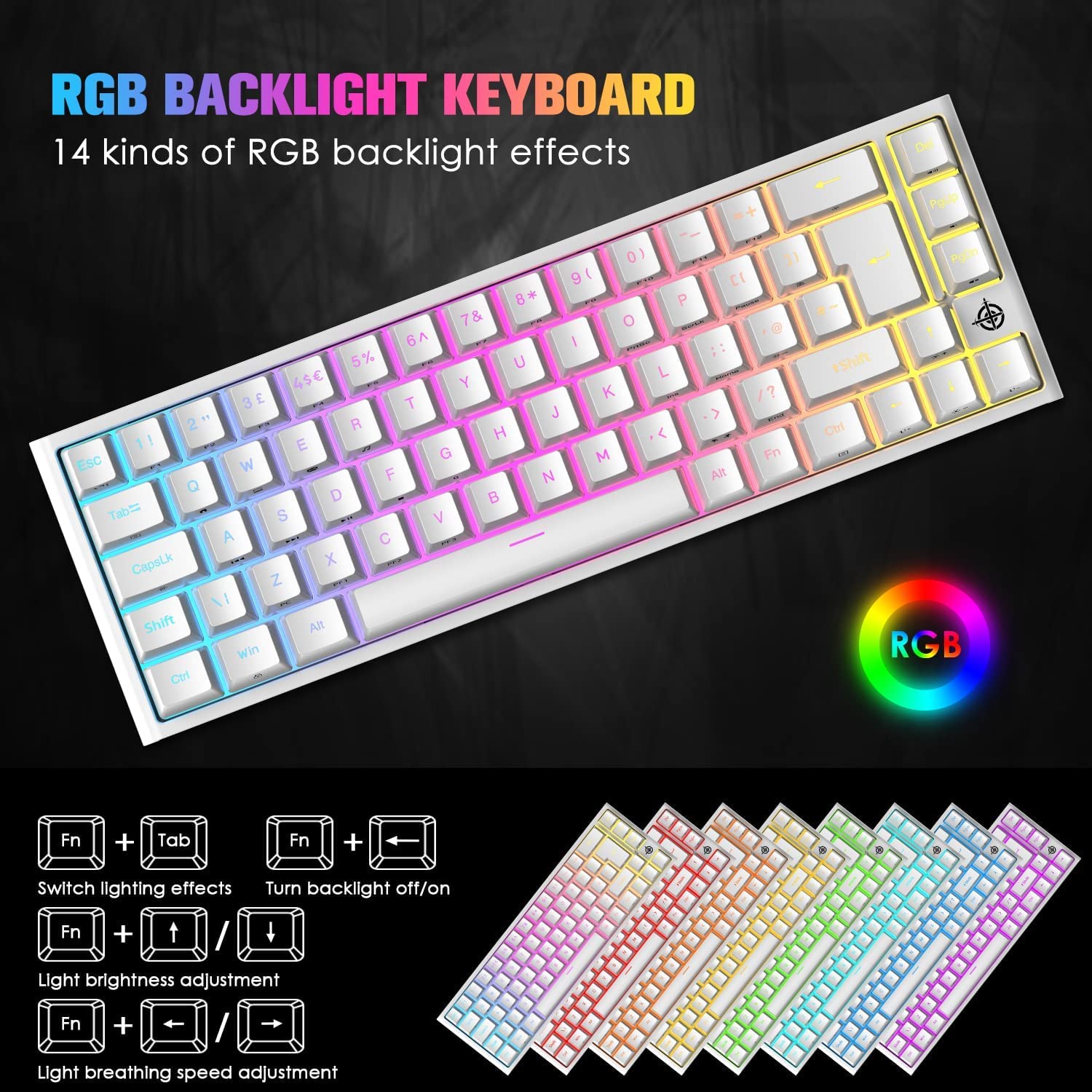 LexonElec 60% RGB Mechanical Keyboard - Red Switches for Gaming & Office Use