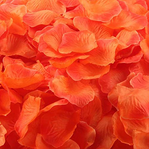 1000pcs Artificial Silk Rose Petals - Orange & Red Wedding Decorations, Party Favors, Home Decor for Aisle, Table Scatter & Romantic Events