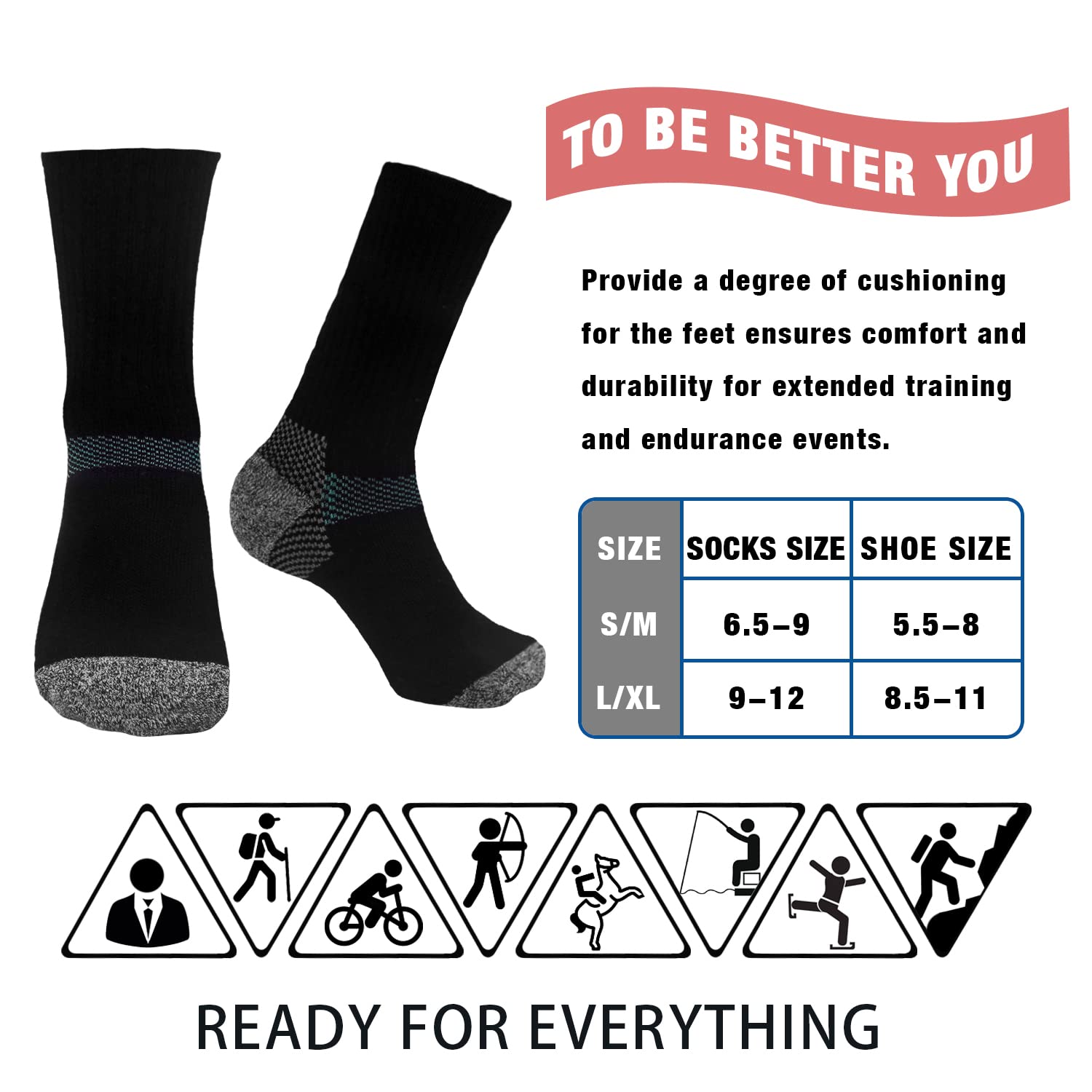 Iseasoo Compression Socks for Women & Men - Circulation Support, Plantar Fasciitis Relief, Athletic Running Crew Socks - Perfect for Workouts, Travel & Recovery