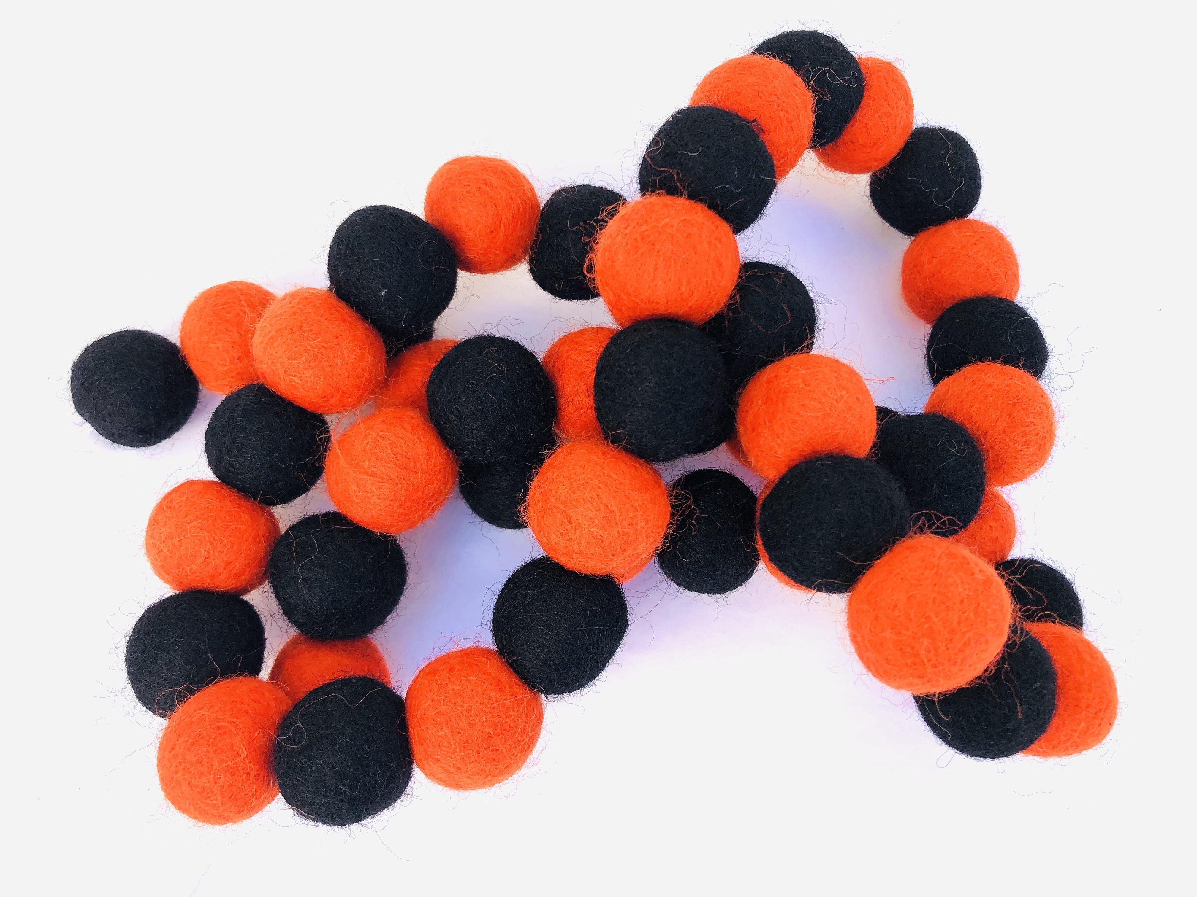 Black & Orange Pumpkin Garland Fall Decor - Halloween Thanksgiving Autumn Party Home Decoration for Fireplace Mantel, Front Door, Table Centerpiece