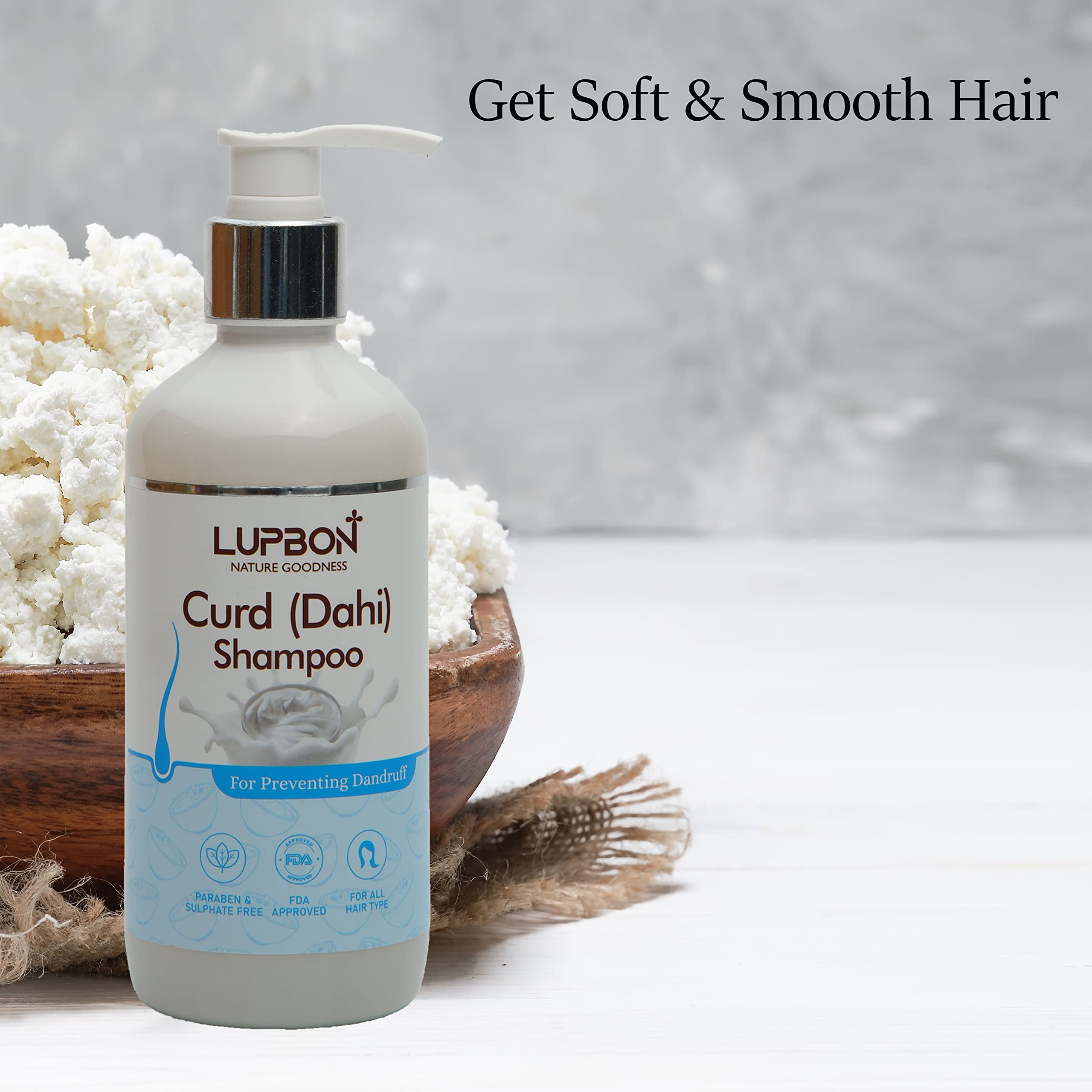 LUPBON Anti-Dandruff Curd Shampoo - 300ml for Dry & Itchy Scalp | Gentle Hair Cleanser for Men & Women | Perfect for Daily Use & Scalp Care