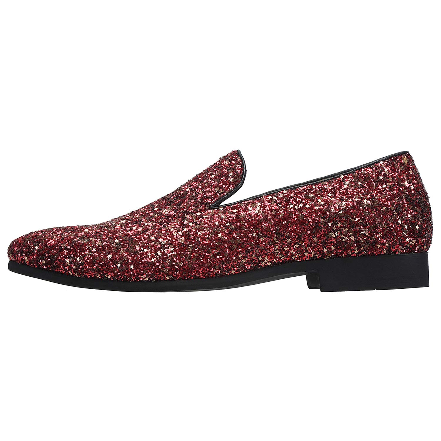 Santimon Men's Slip On Loafers - Metallic Sequins Glitter Dress Shoes for Nightclub, Wedding & Prom | Comfortable Formal Shoes for Parties & Special Occasions