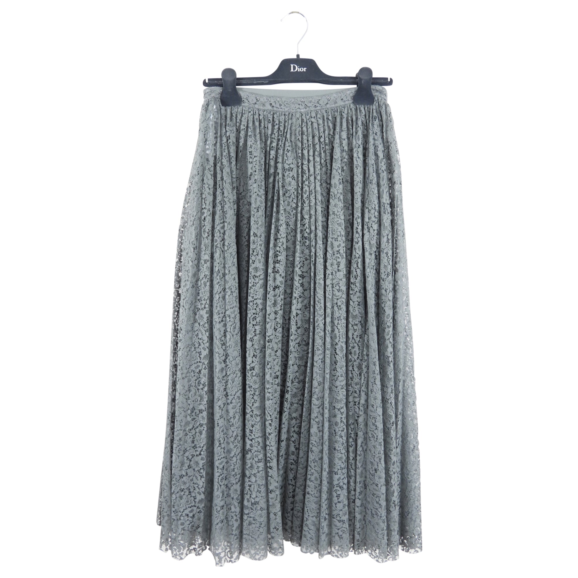 Christian Dior Grey Lace Long Full Skirt Size 28 Waist - Elegant Formal Dress for Weddings, Parties & Special Occasions