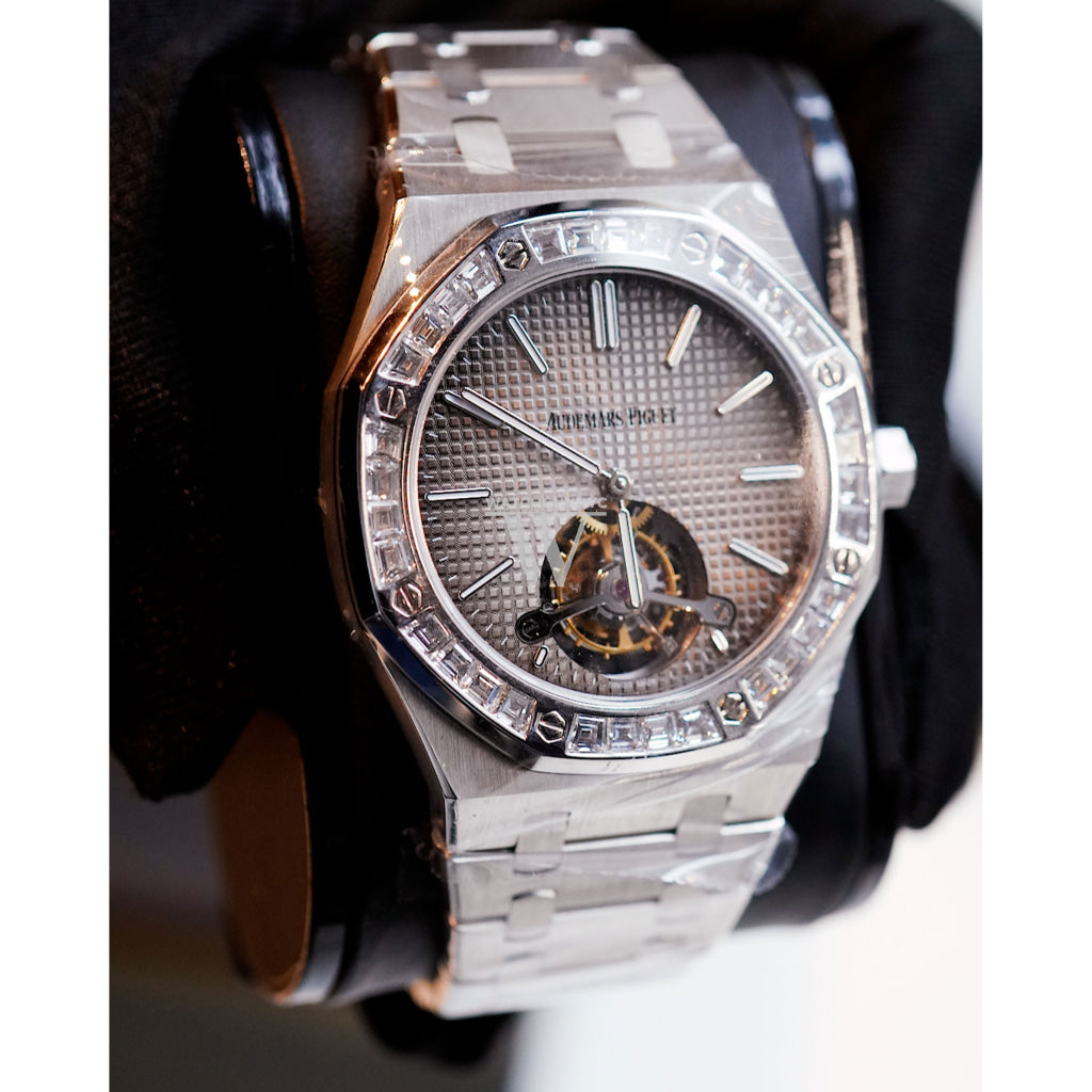 Audemars Piguet Royal Oak 41mm Smoked Grey Dial 950 Platinum Men's Watch 26516PT.ZZ.1220PT.01 - Luxury Swiss Timepiece for Business & Formal Occasions