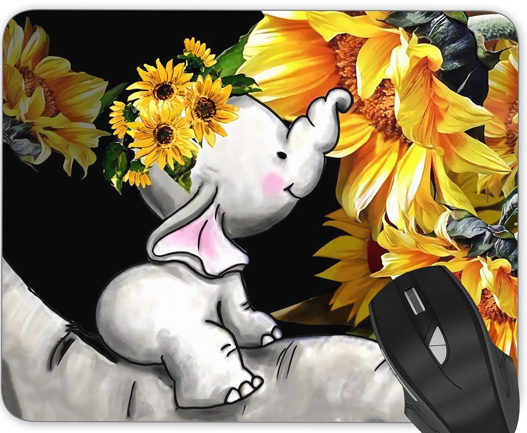 Premium Non-Slip Gaming Mouse Pad with Rubber Base - Waterproof Computer Mouse Mat for PC, Laptop, Office & Home Use - Colorful Baby Elephant Design for Gamers and Professionals