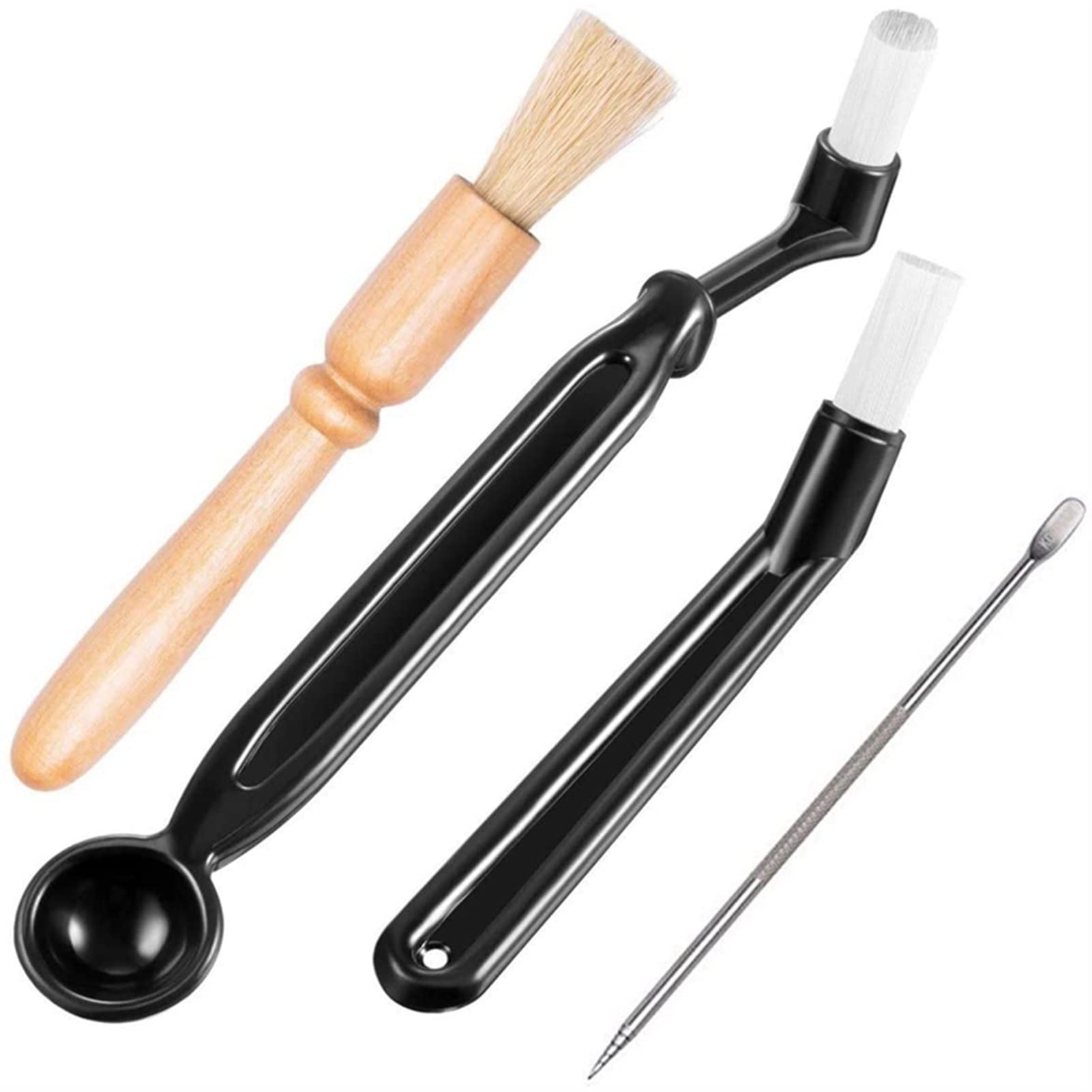 JUANLI 4-Piece Coffee Machine Cleaning Kit - Coffee Grinder Brush & Group Head Cleaning Brush Set for Espresso Machines - Perfect for Home Baristas & Coffee Shops