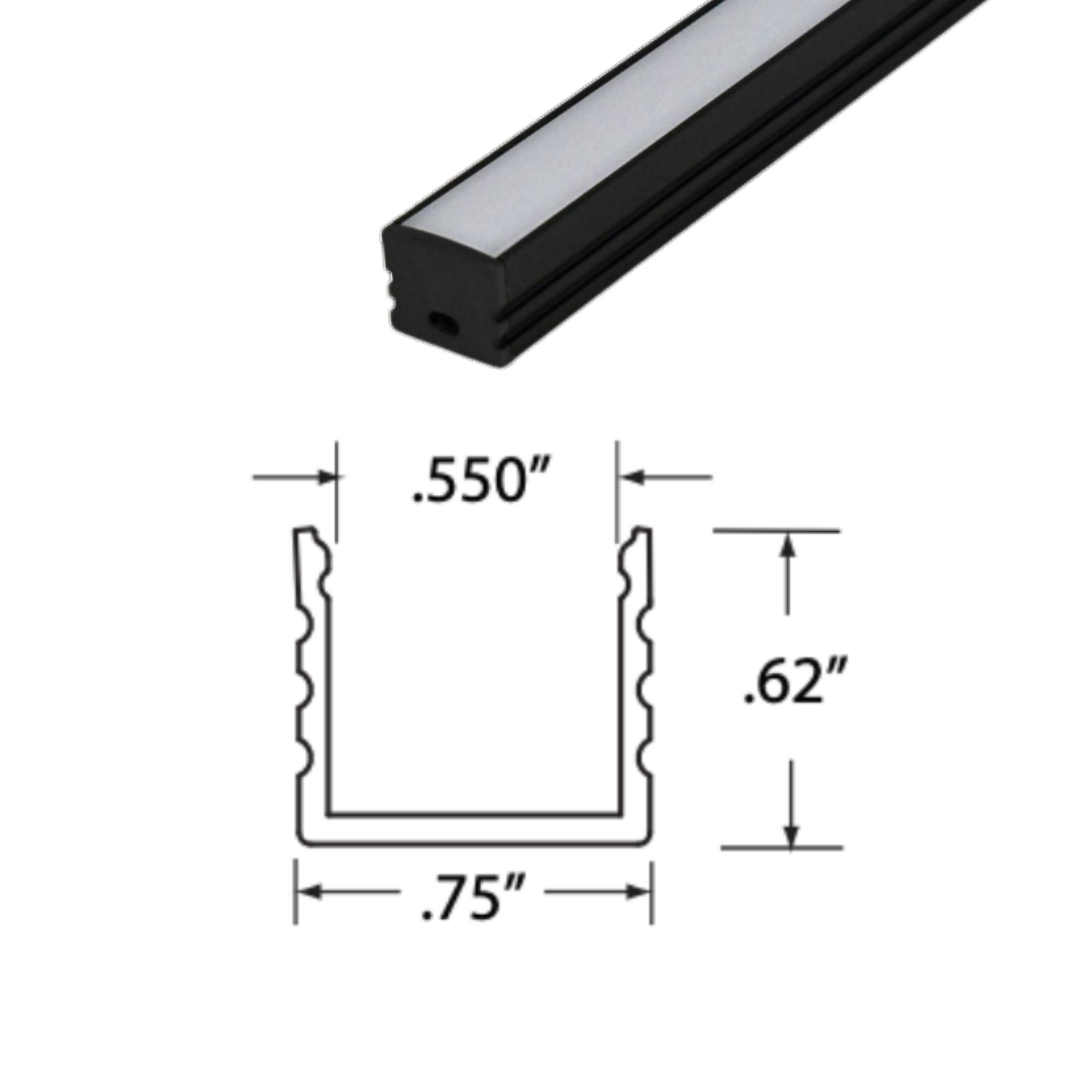 4ft Mini Deep Format Aluminum Mounting Channel - Black for LED Strip Lights, Signage & Display Mounting - Perfect for Home, Office & Retail Use