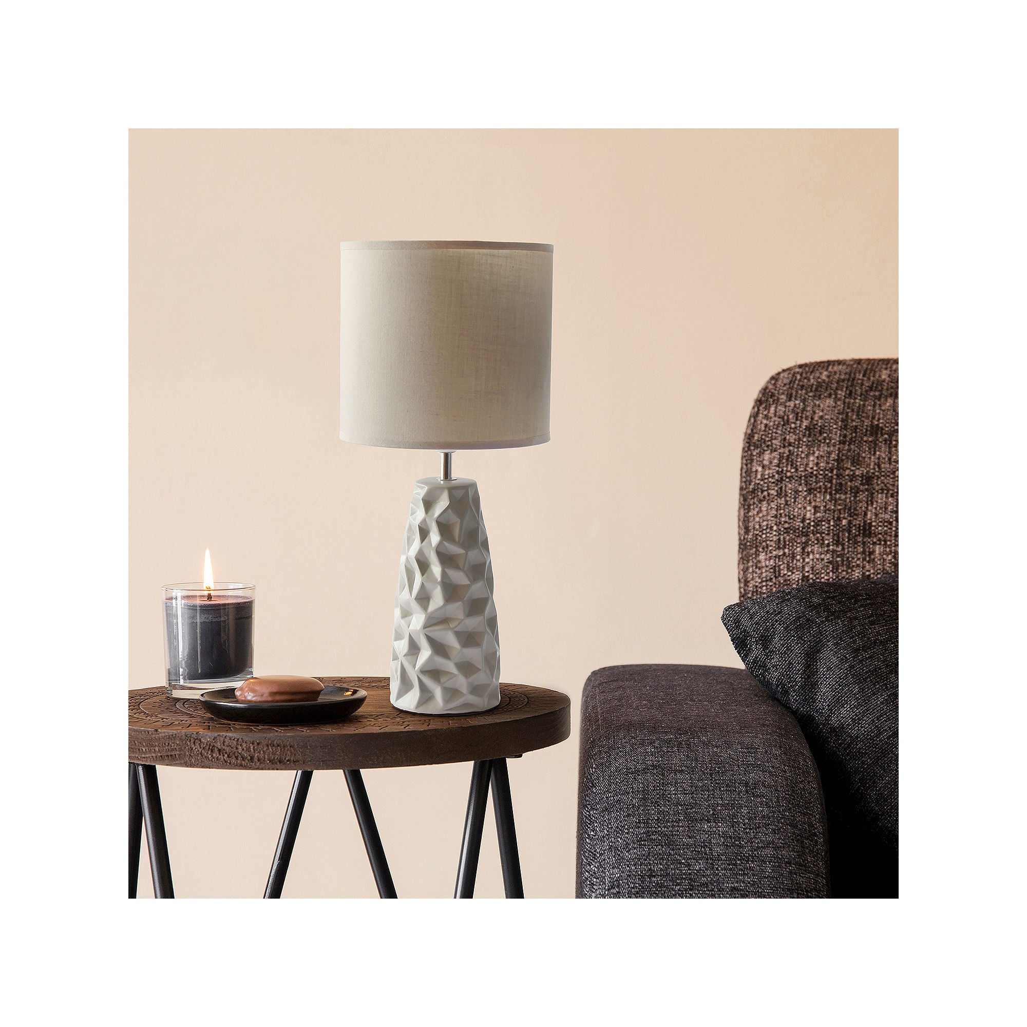 National Brand Simple Designs LT2083 Sculpted Ceramic Table Lamp - Black & Gray | Elegant Home Office & Bedroom Lighting Decor
